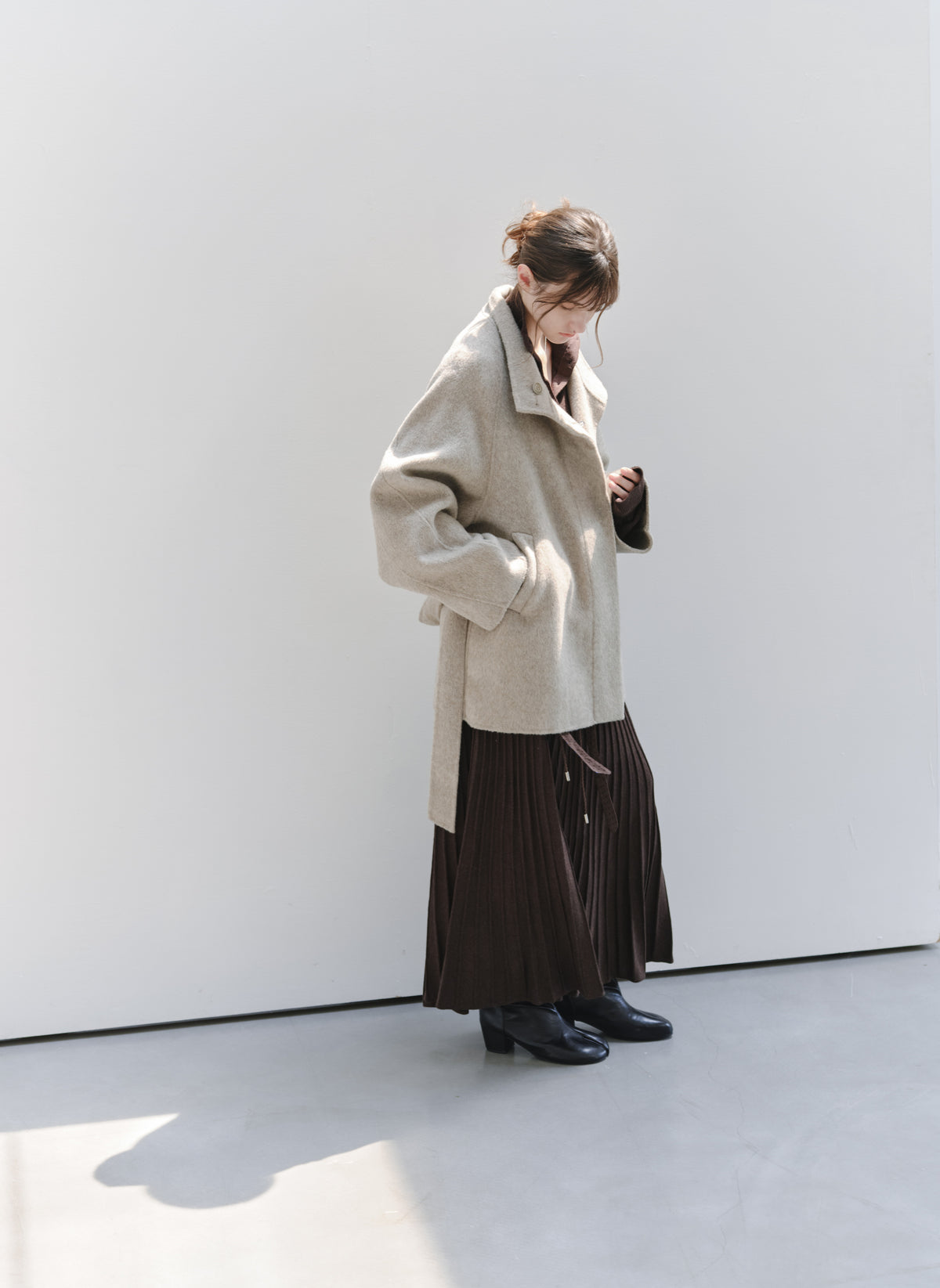 FEATHER WOOL100% MIDI COAT