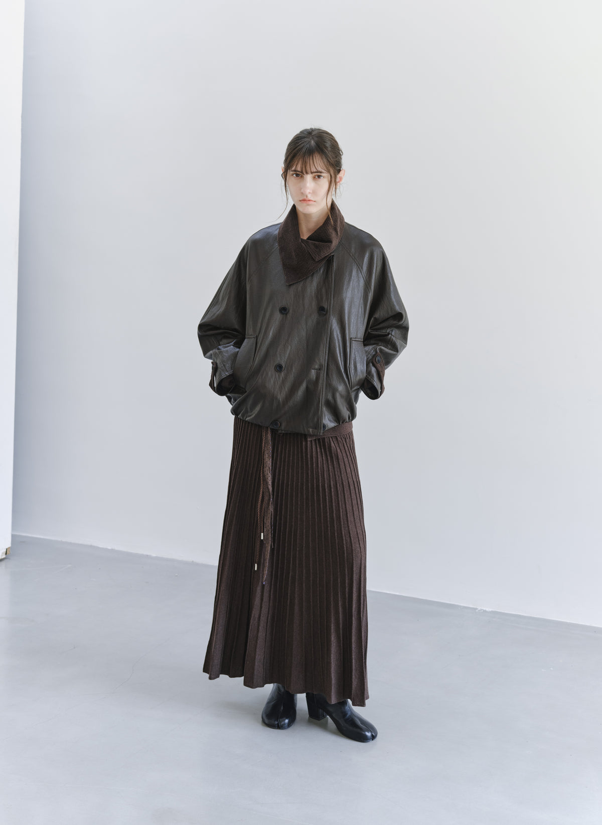 WRAP LAPEL LEATHER TRENCH