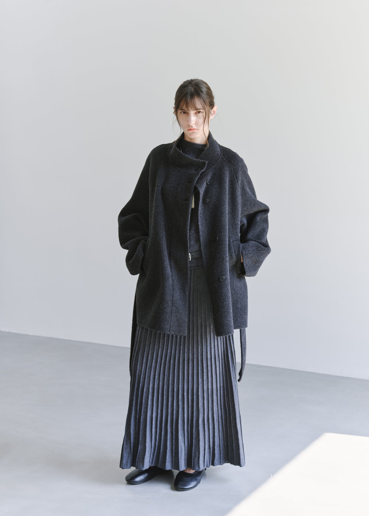FEATHER WOOL100% MIDI COAT