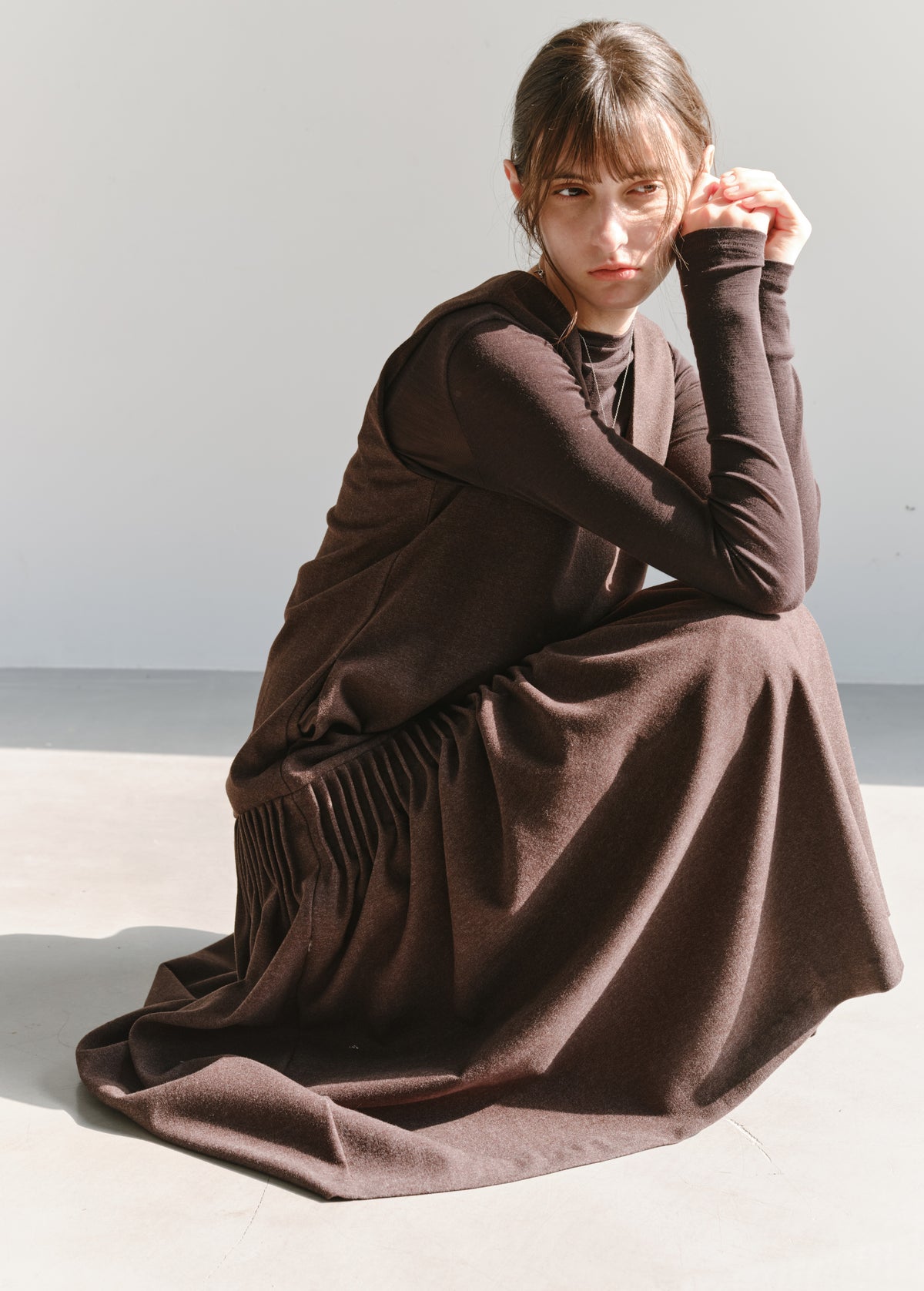 PLEATS LINE KNIT DRESS