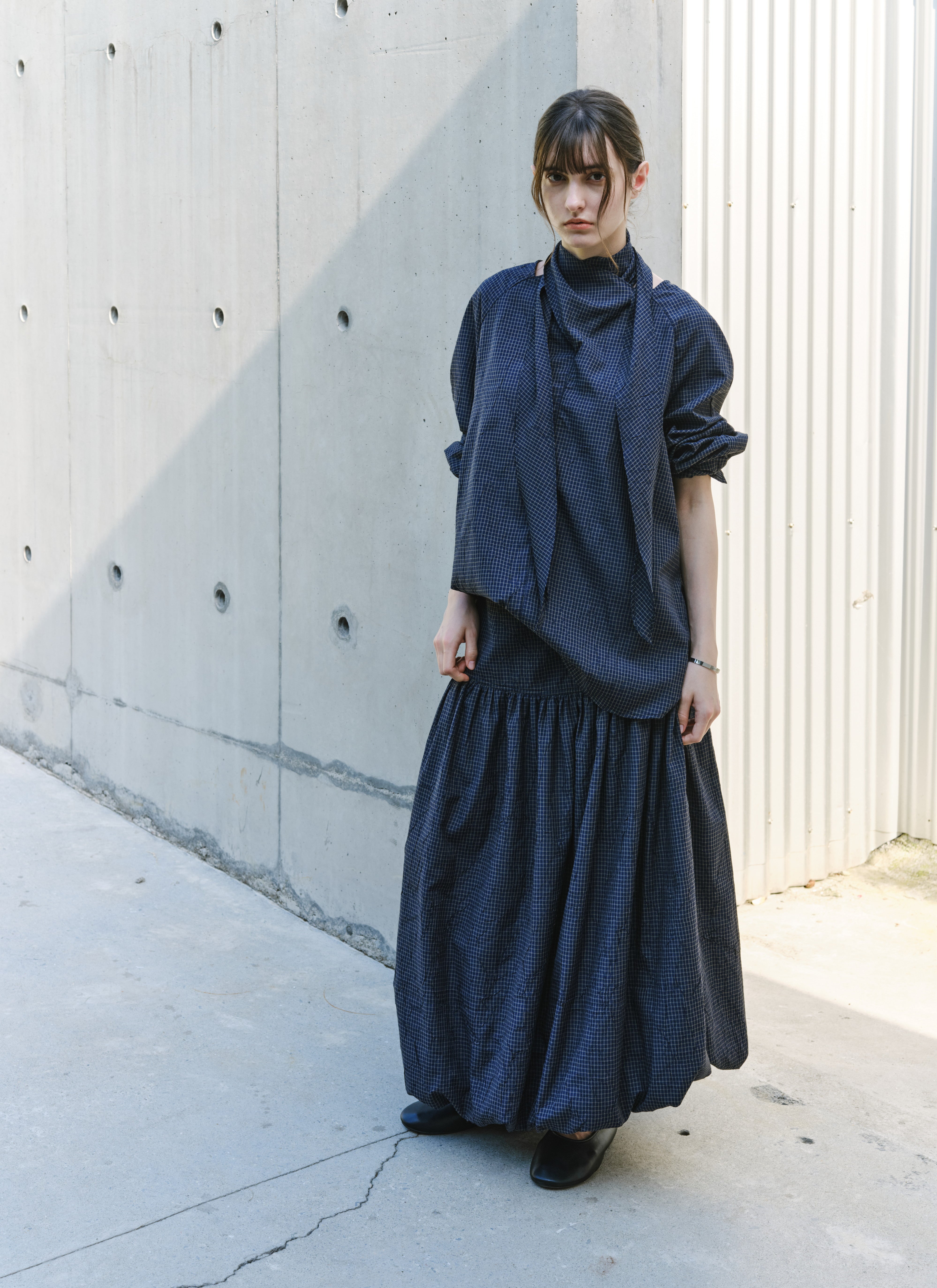 GRID CHECK SCARF SHIRT