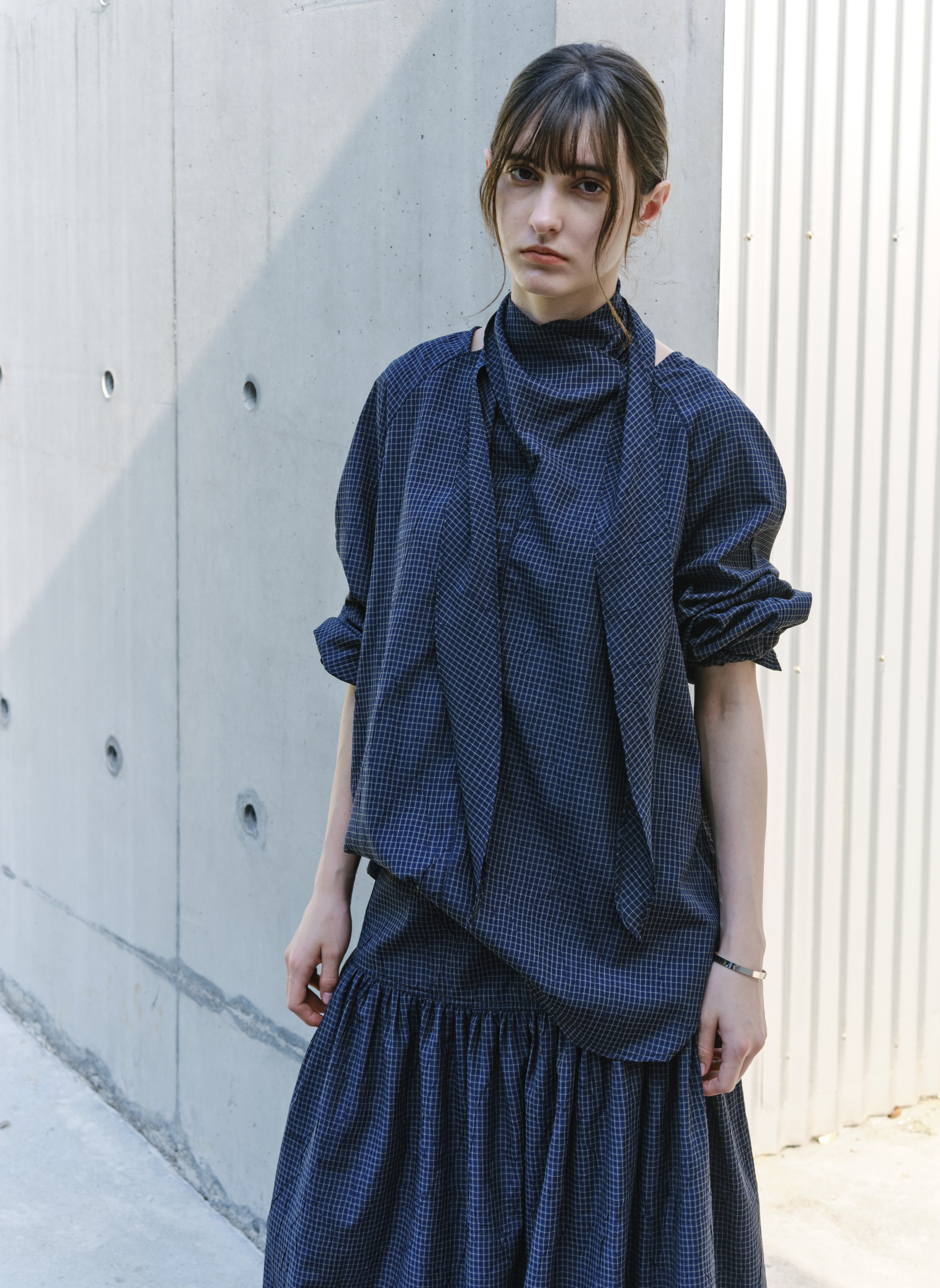GRID CHECK SCARF SHIRT
