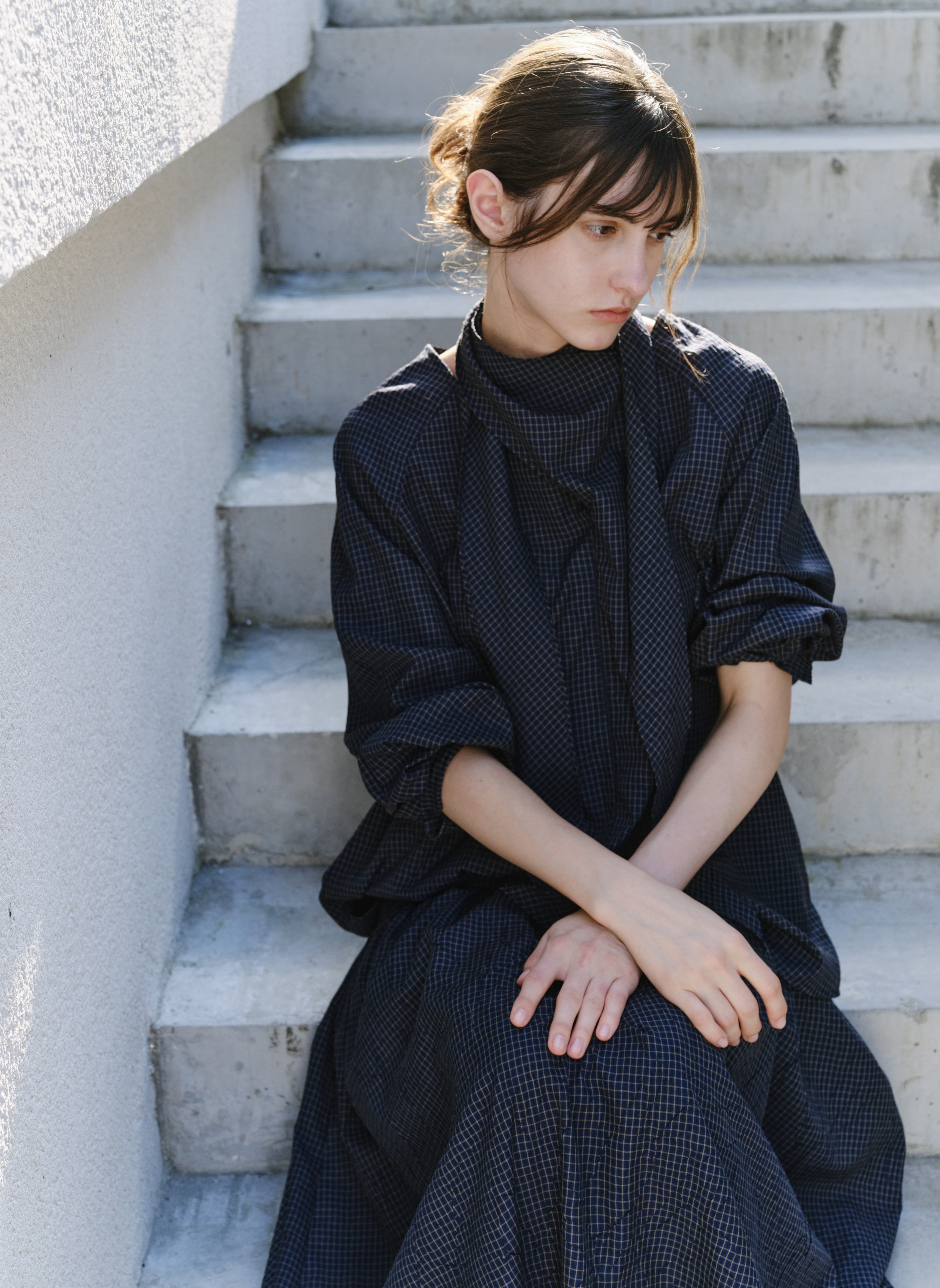 GRID CHECK SCARF SHIRT