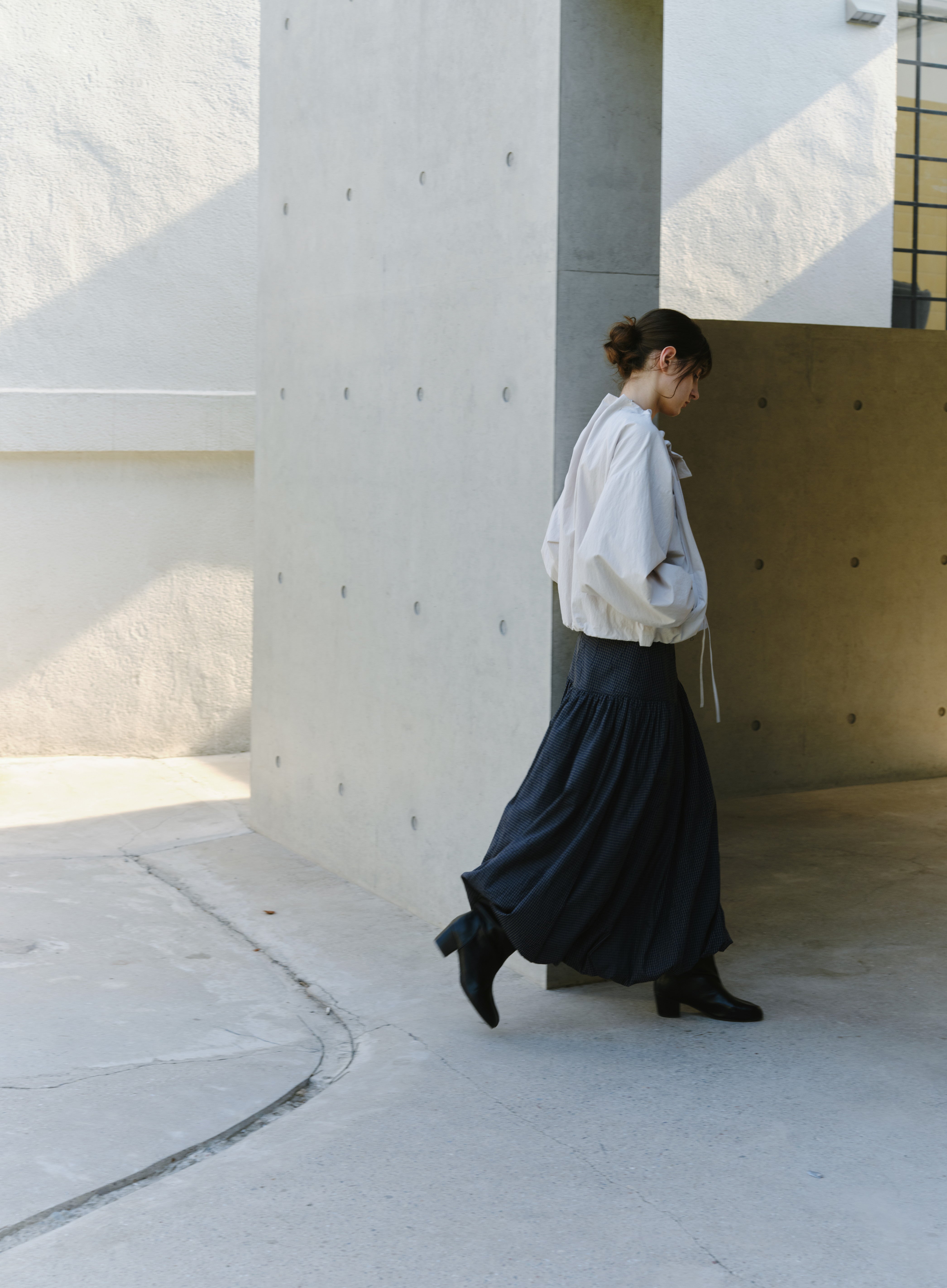 GRID CHECK BALLOON SKIRT