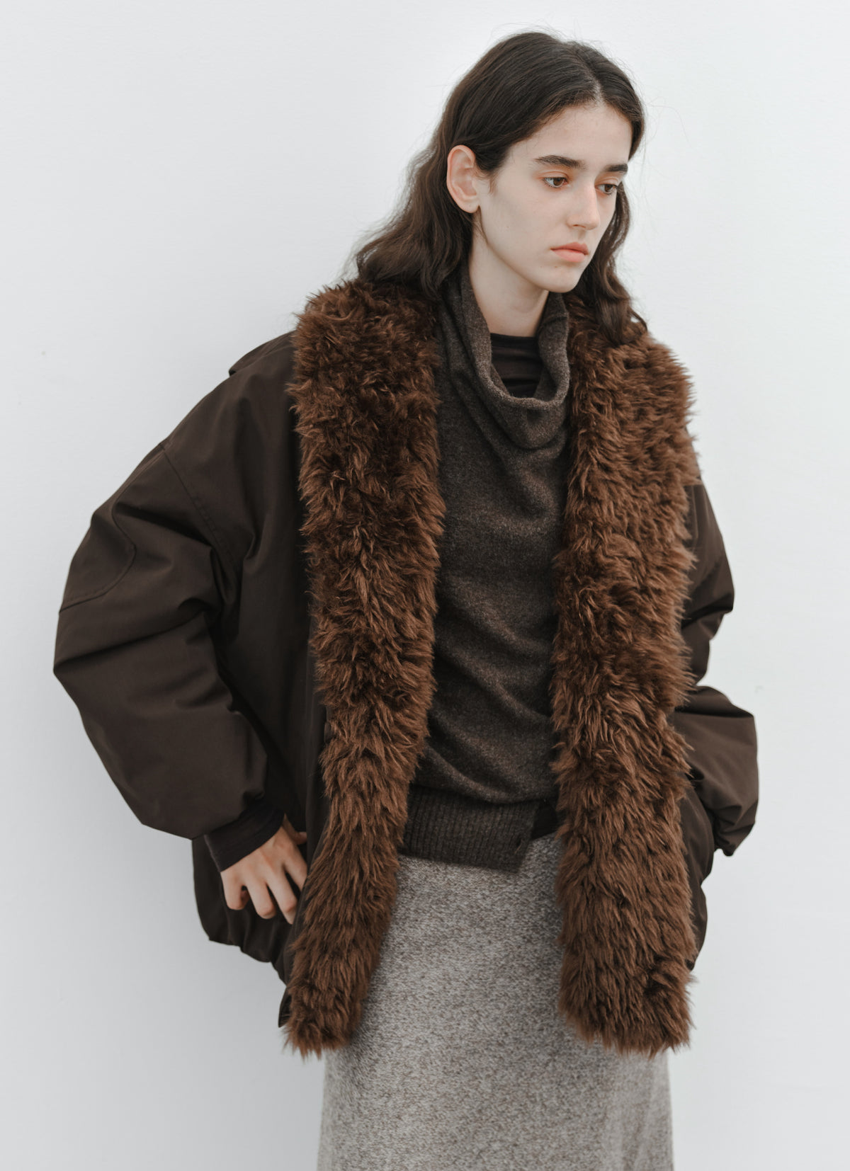 FUR LAPEL VOLUME BLOUSON