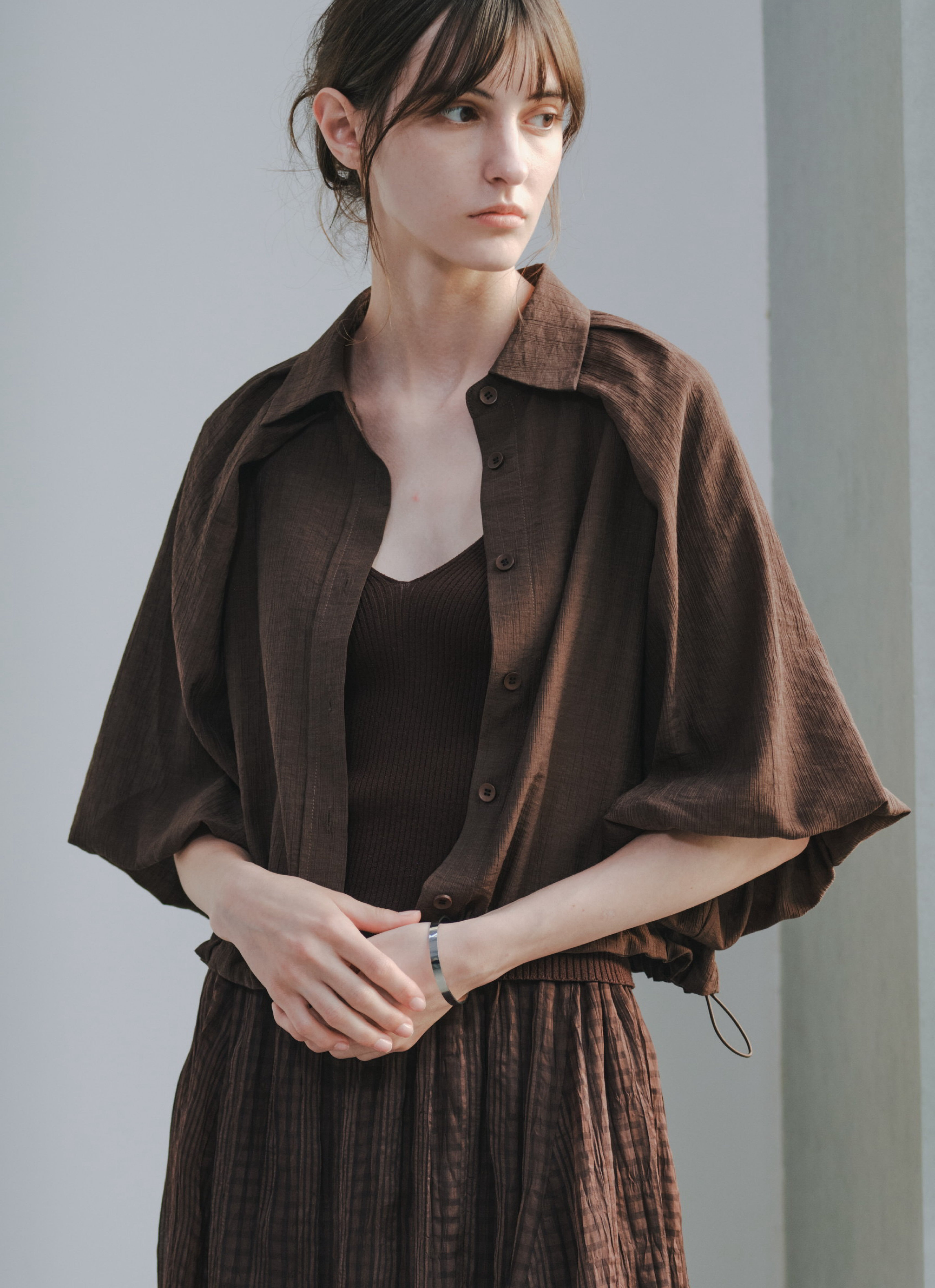 BALLOON SLEEVE DRAPE SHIRT / バルーンスリーブドレープシャツ