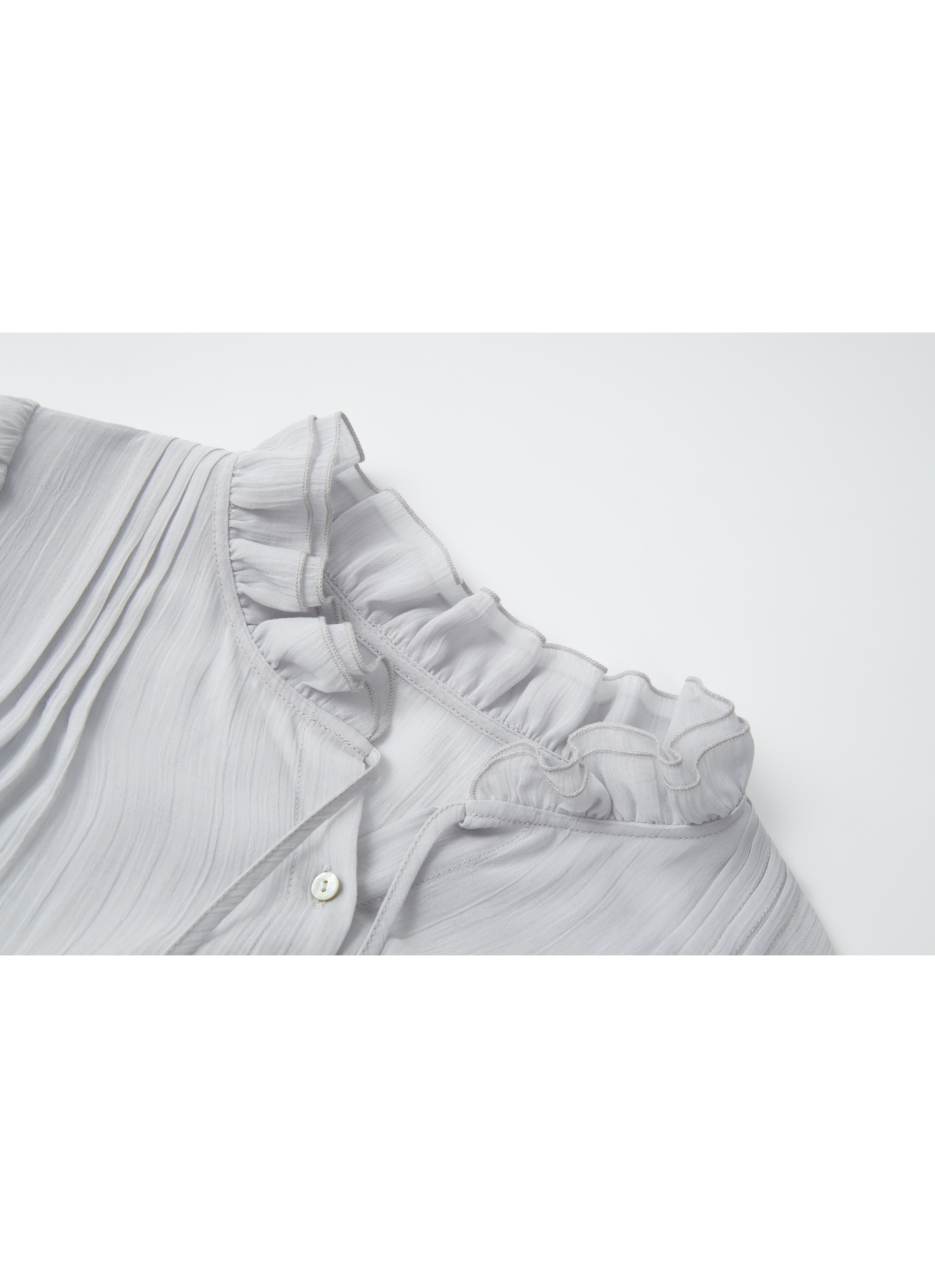 SHEER FRILL DRAPE BLOUSE / 시어프릴드 레이프 블라우스
