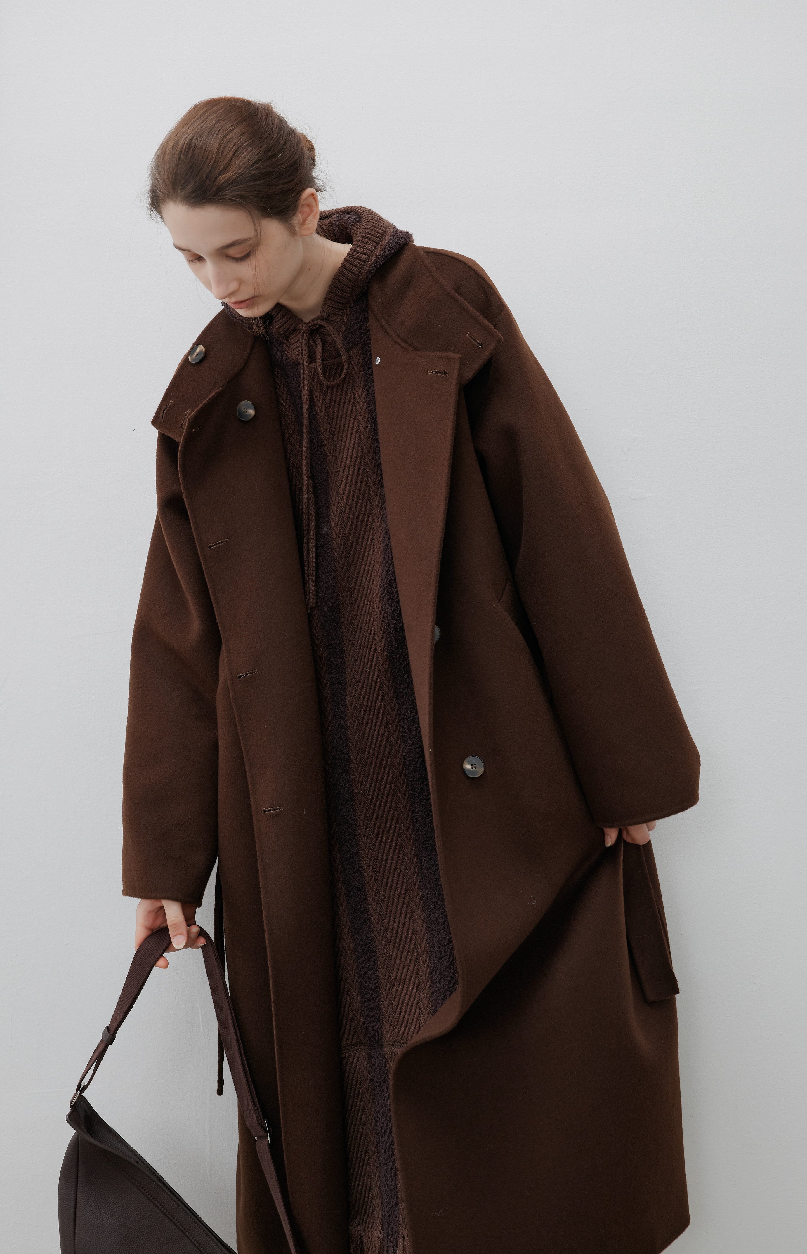 FRINGE STRIPED HOOD DRESS