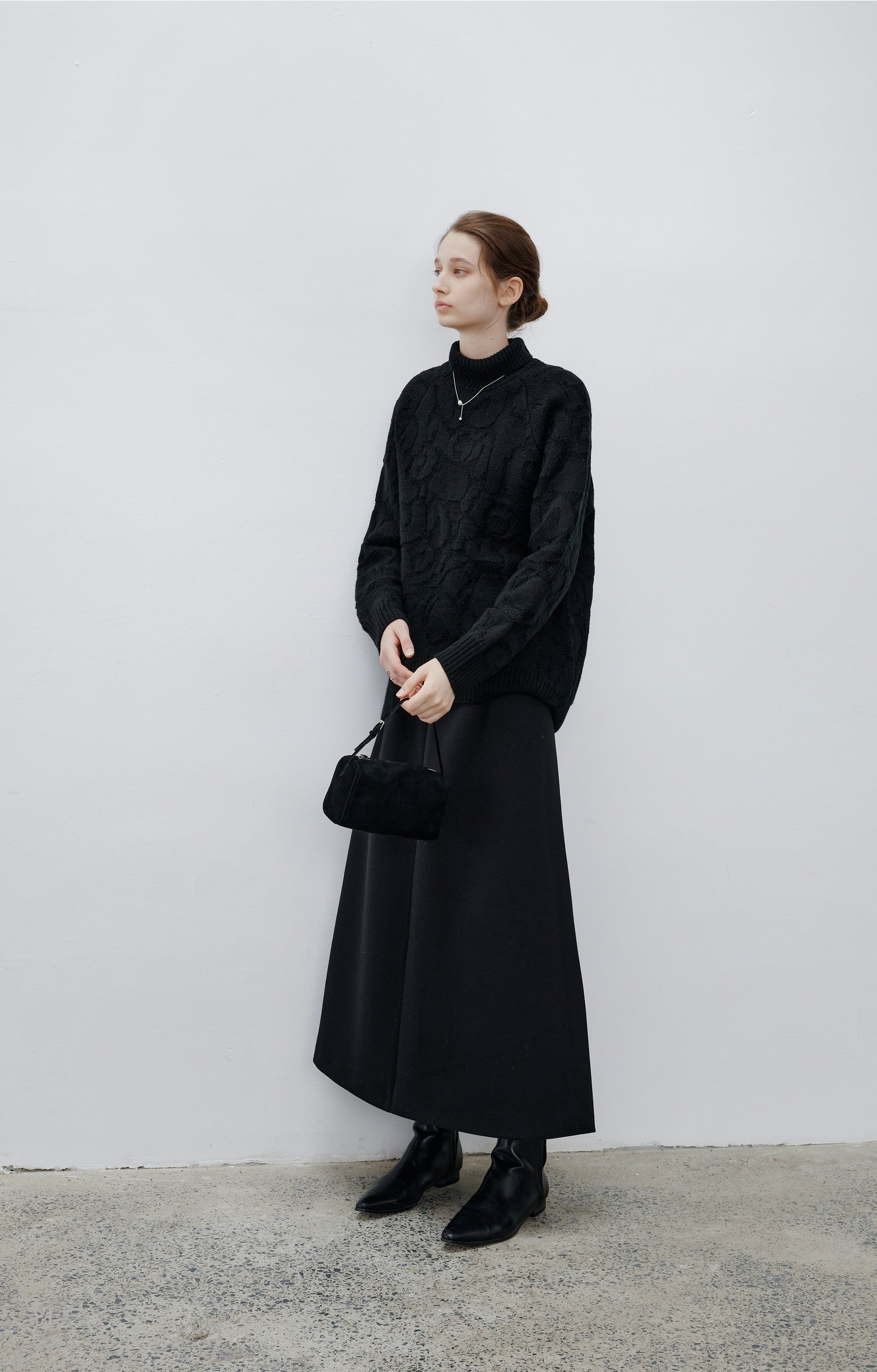 HIGH NECK SWIRL JACQUARD KNIT / ハイネックスワールジャガードニット