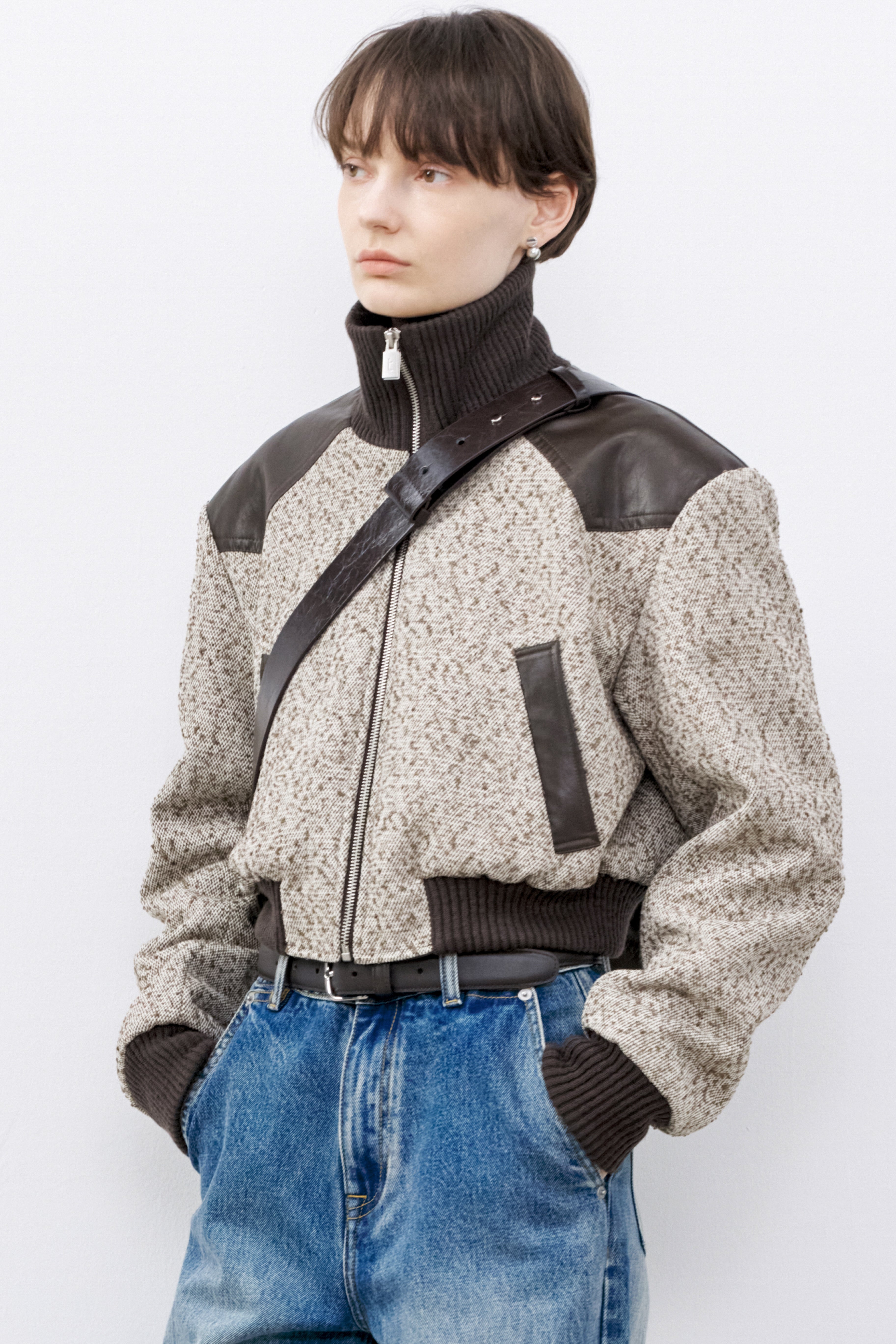 MIXED DESIGN SHORT JACKET