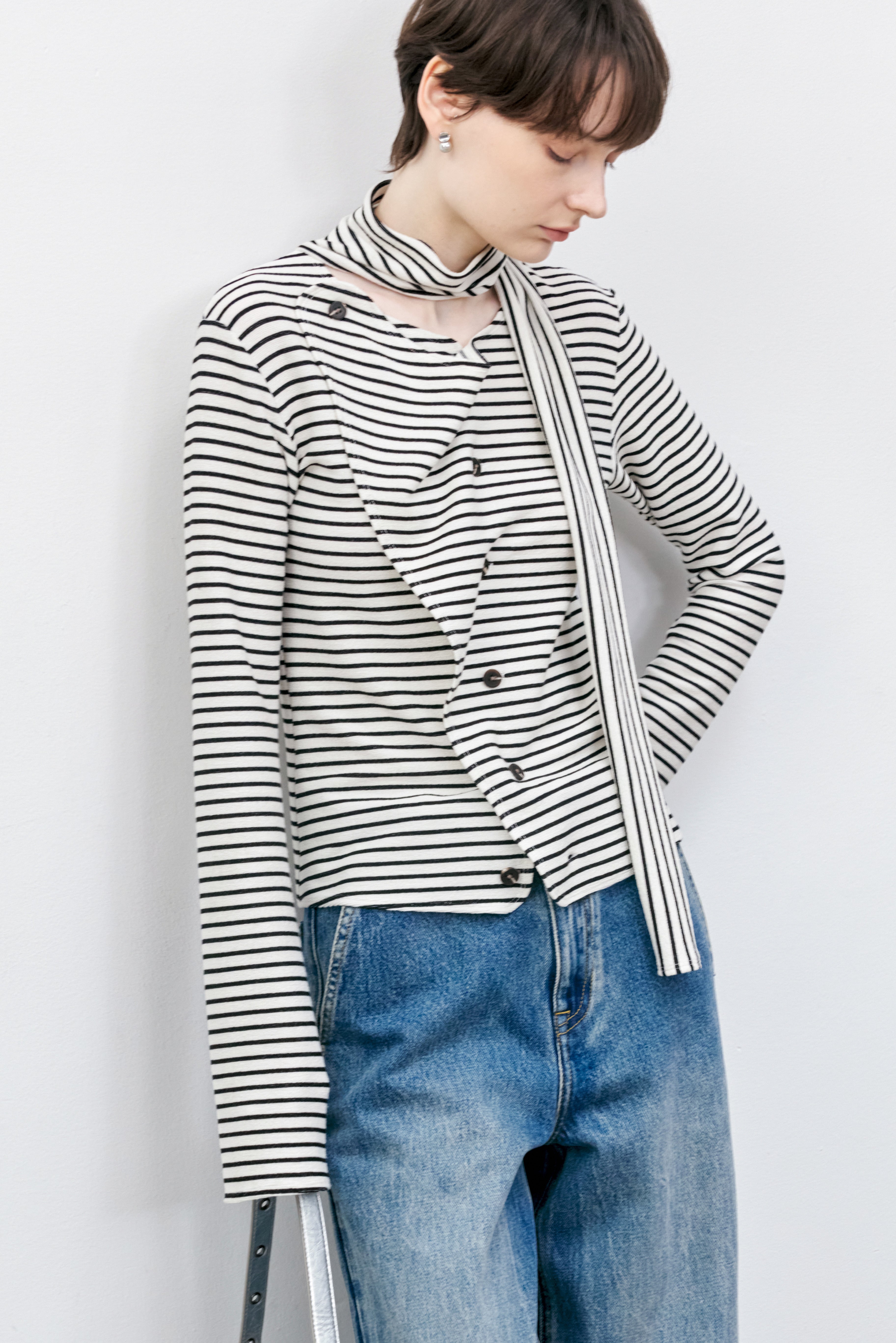 FLARE CROSS STRIPED SHIRT