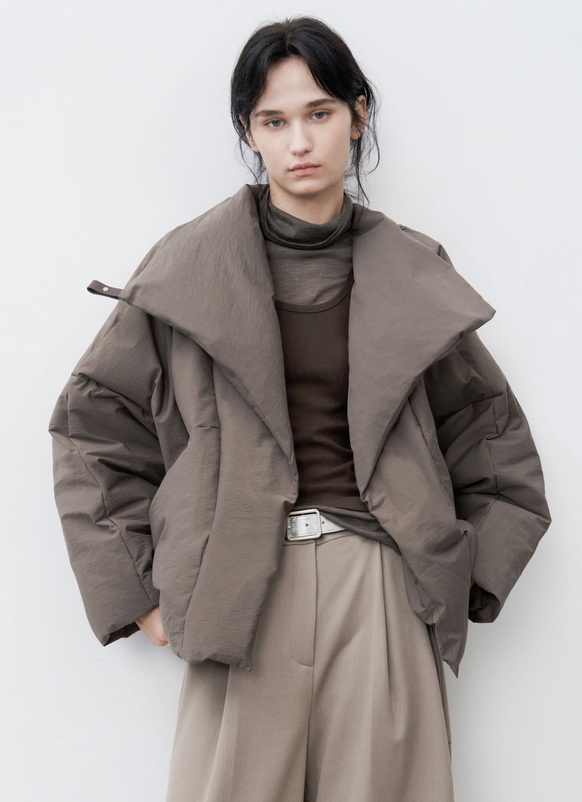 WRAP LAPEL DUSTY DOWN