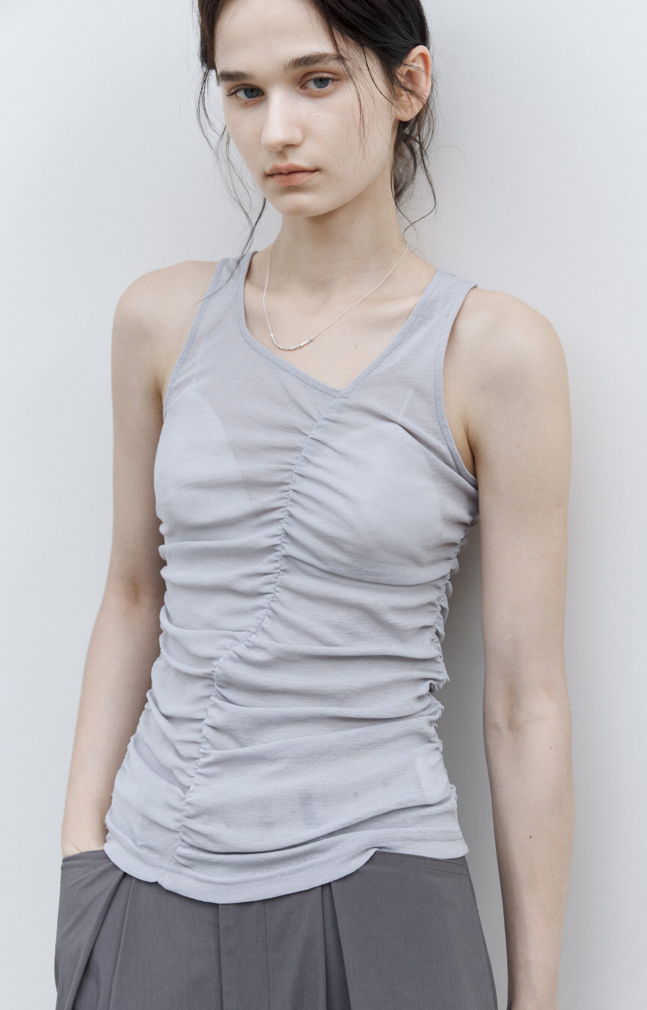 SLIM FIT SHIRRED TOP / スリムフィットシャーリングトップ