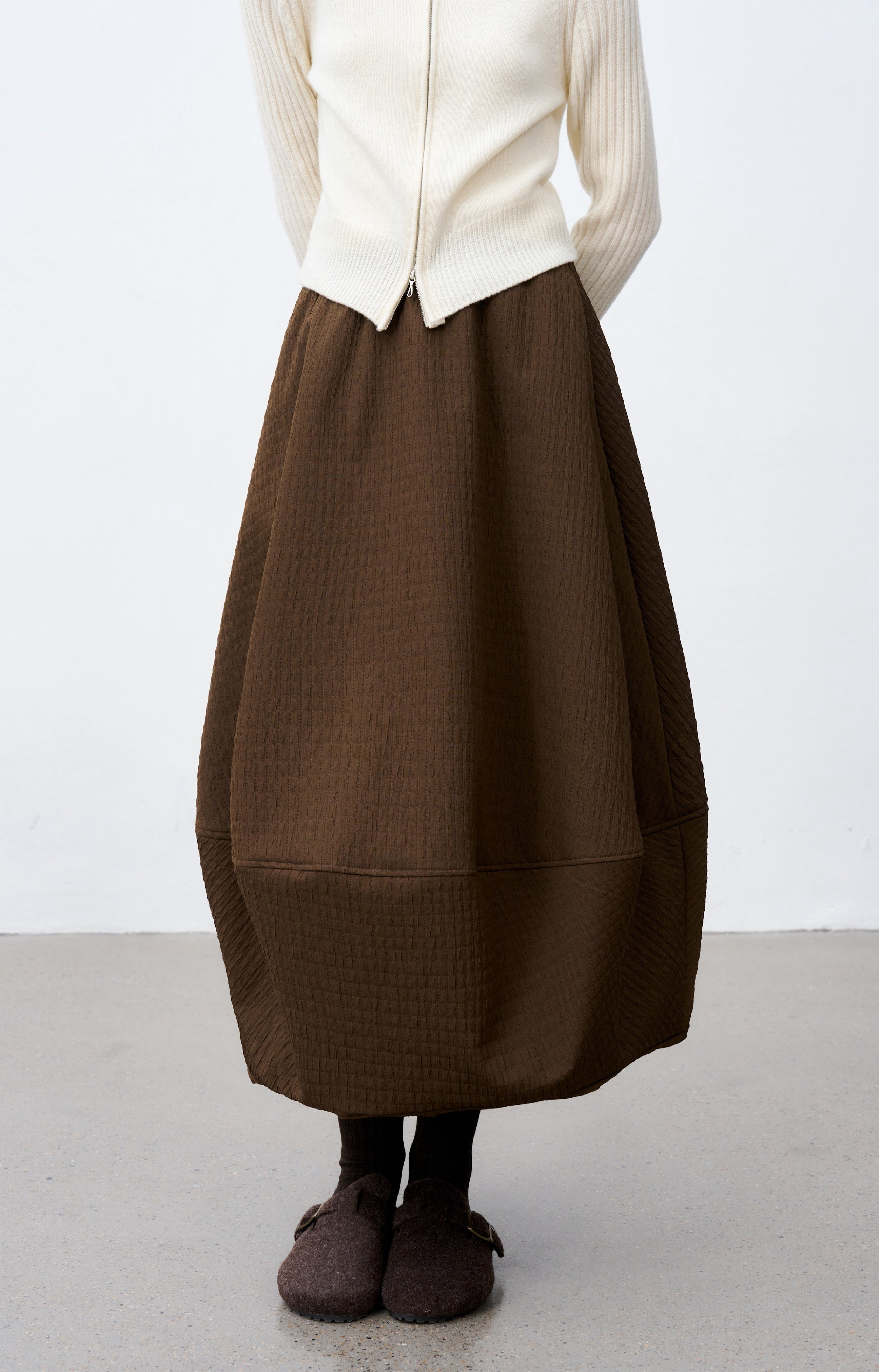 JACQUARD GRID BALLOON SKIRT