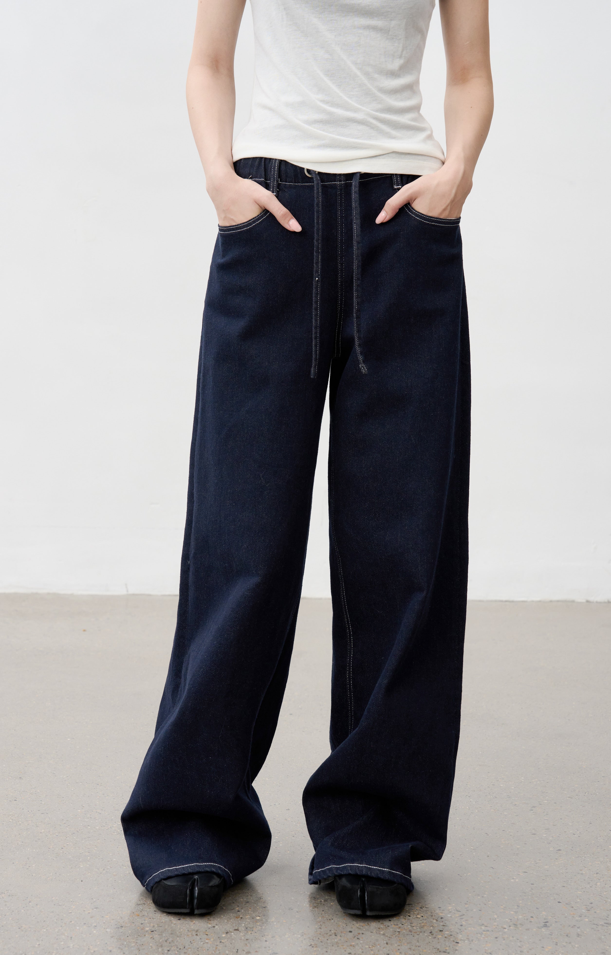 CONTRAST STITCH WIDE JEANS / コントラストステッチワイドジーンズ