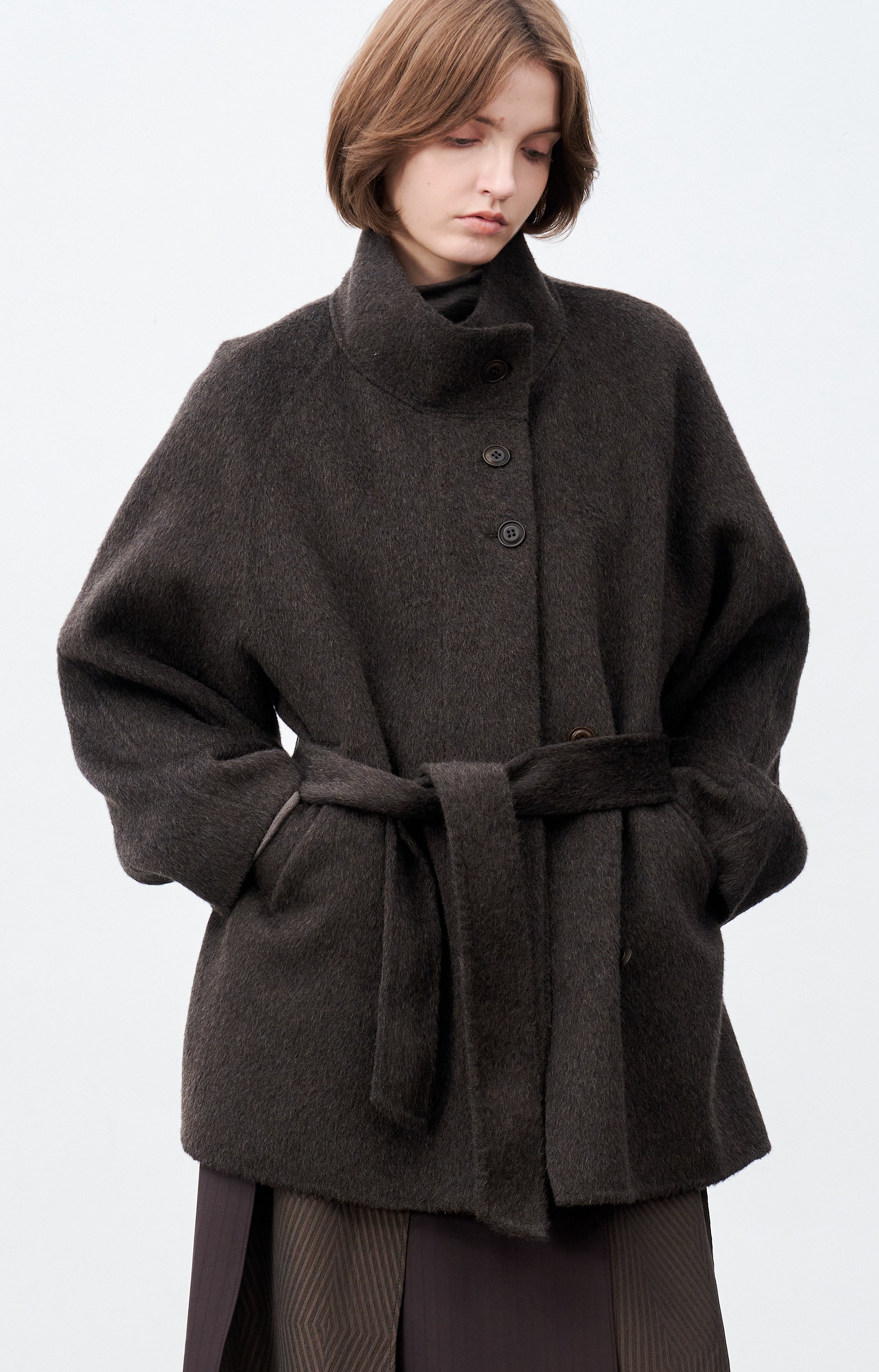 FEATHER WOOL MIDI COAT / フェザーウールミドルコート