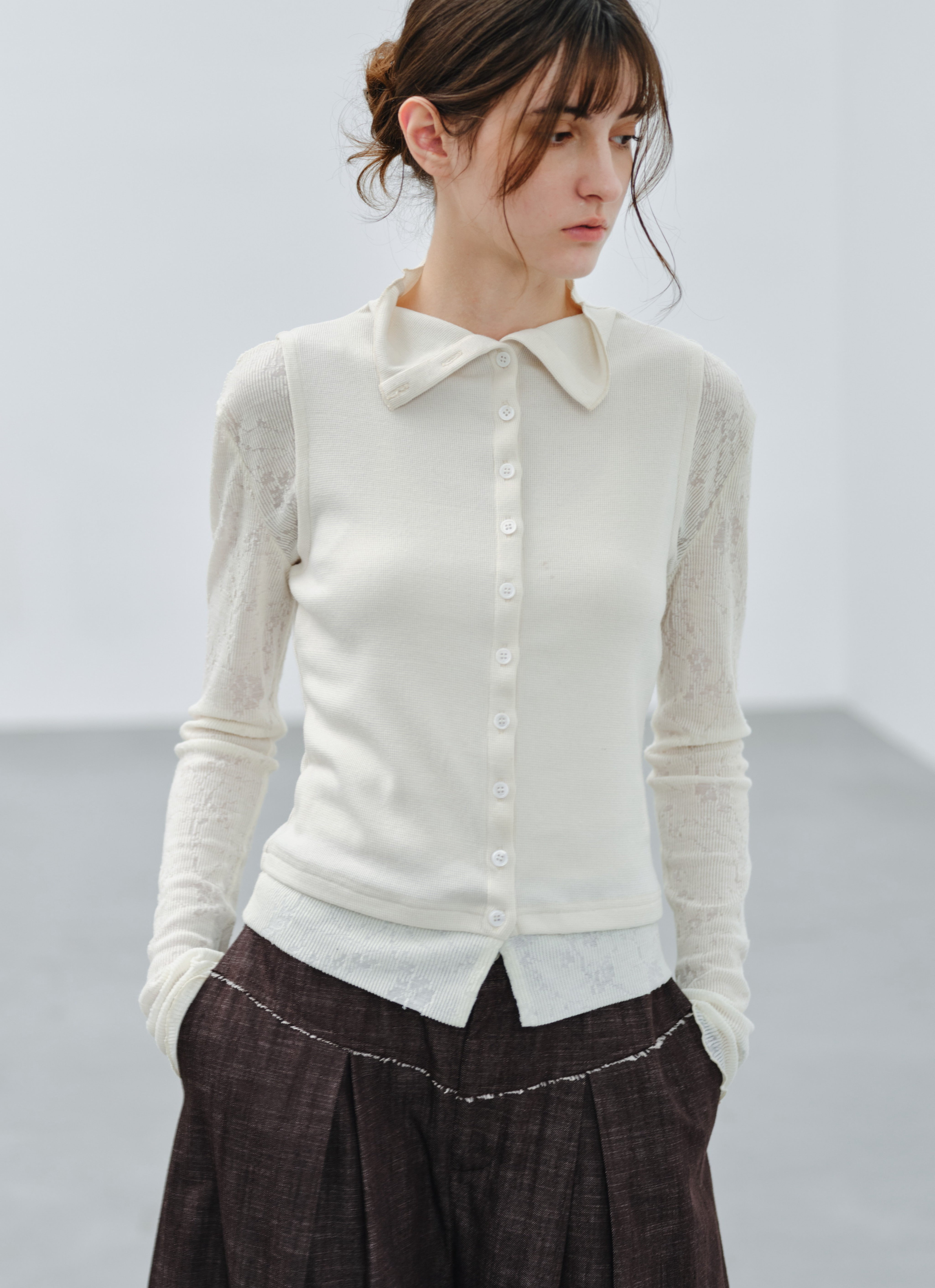 JACQUARD SLEEVE FIT TOP