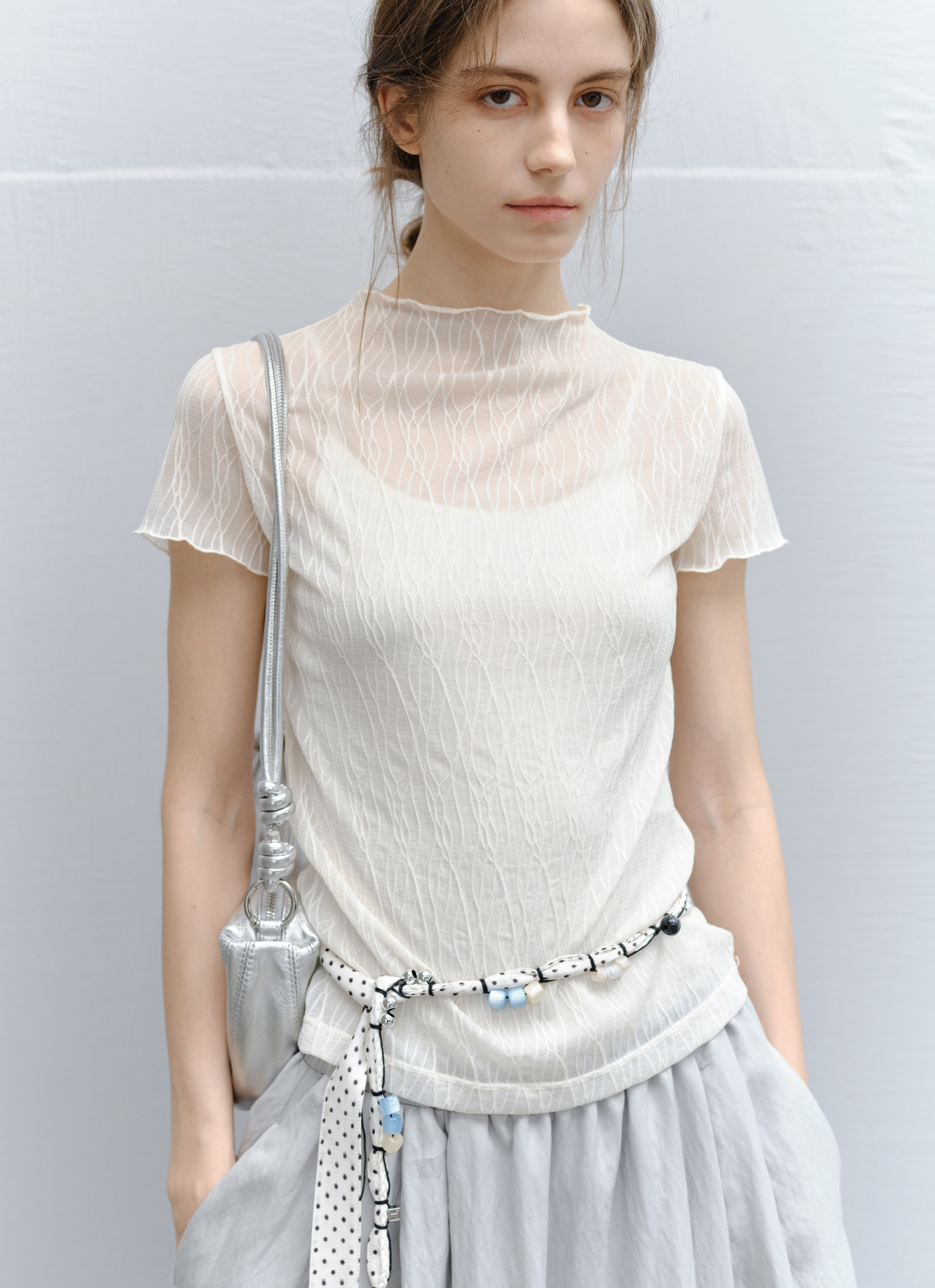 WAVE JACQUARD SHEER TEE / ウェーブジャカードシアーティー