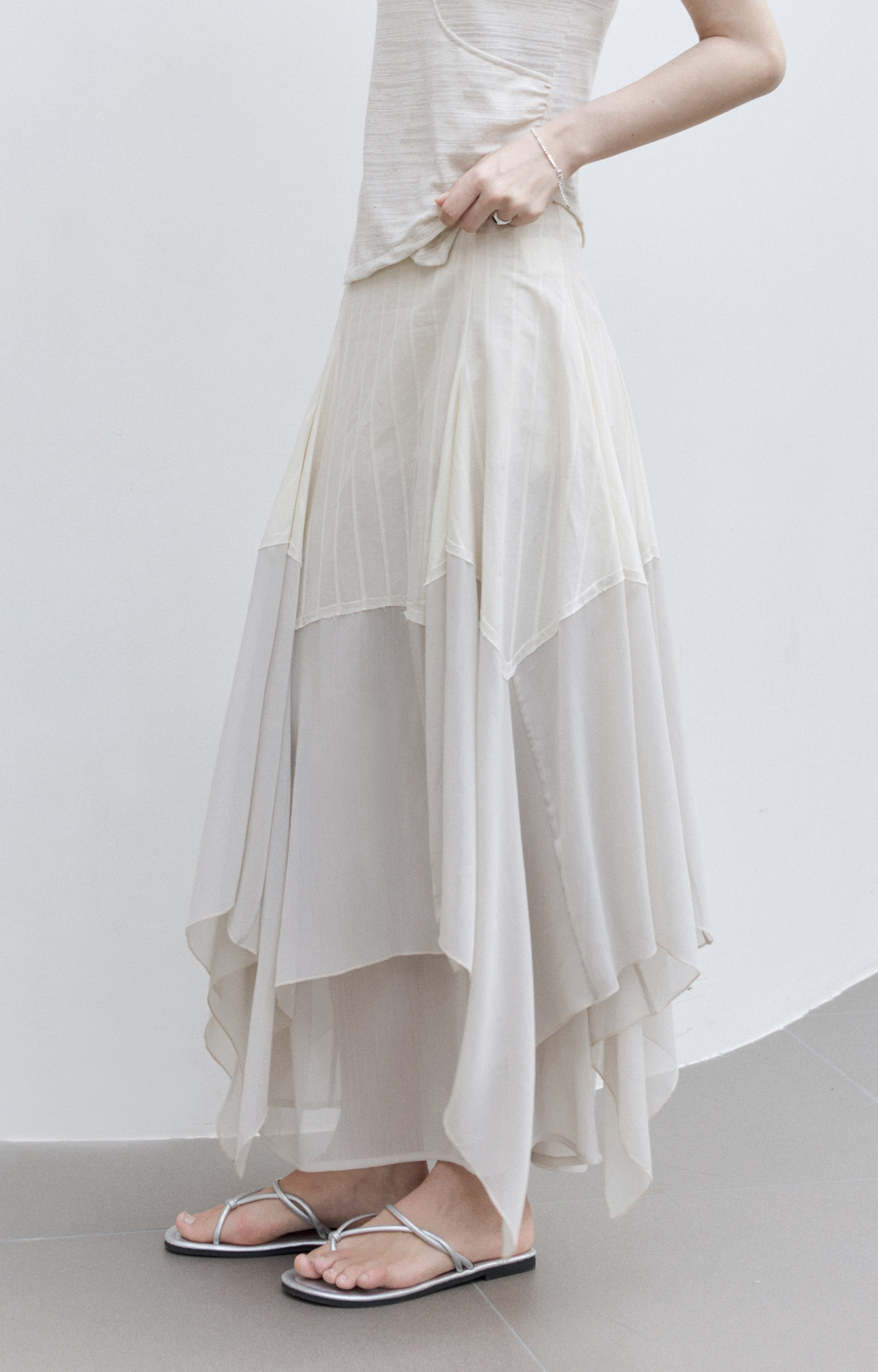 MIX FRILL TIERED SKIRT