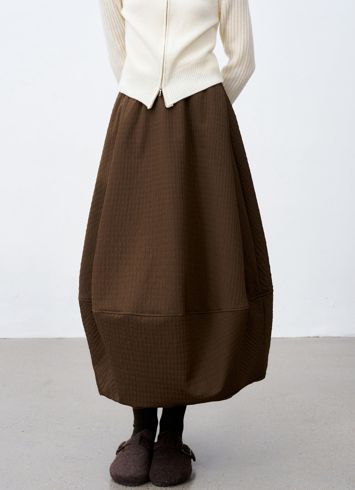 JACQUARD GRID BALLOON SKIRT