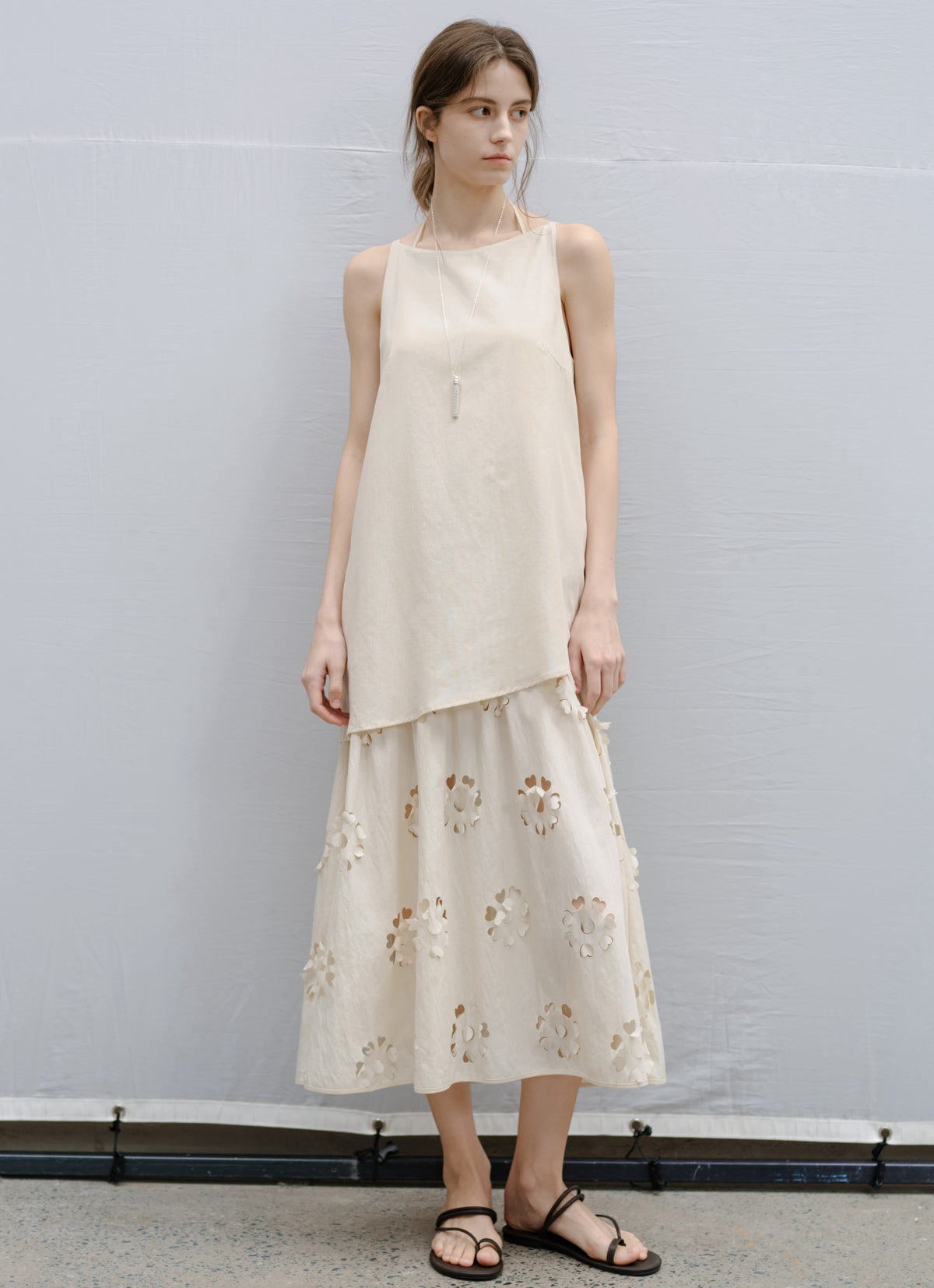 FLOWER CUT DOCKING DRESS / フラワーカットドッキングワンピース