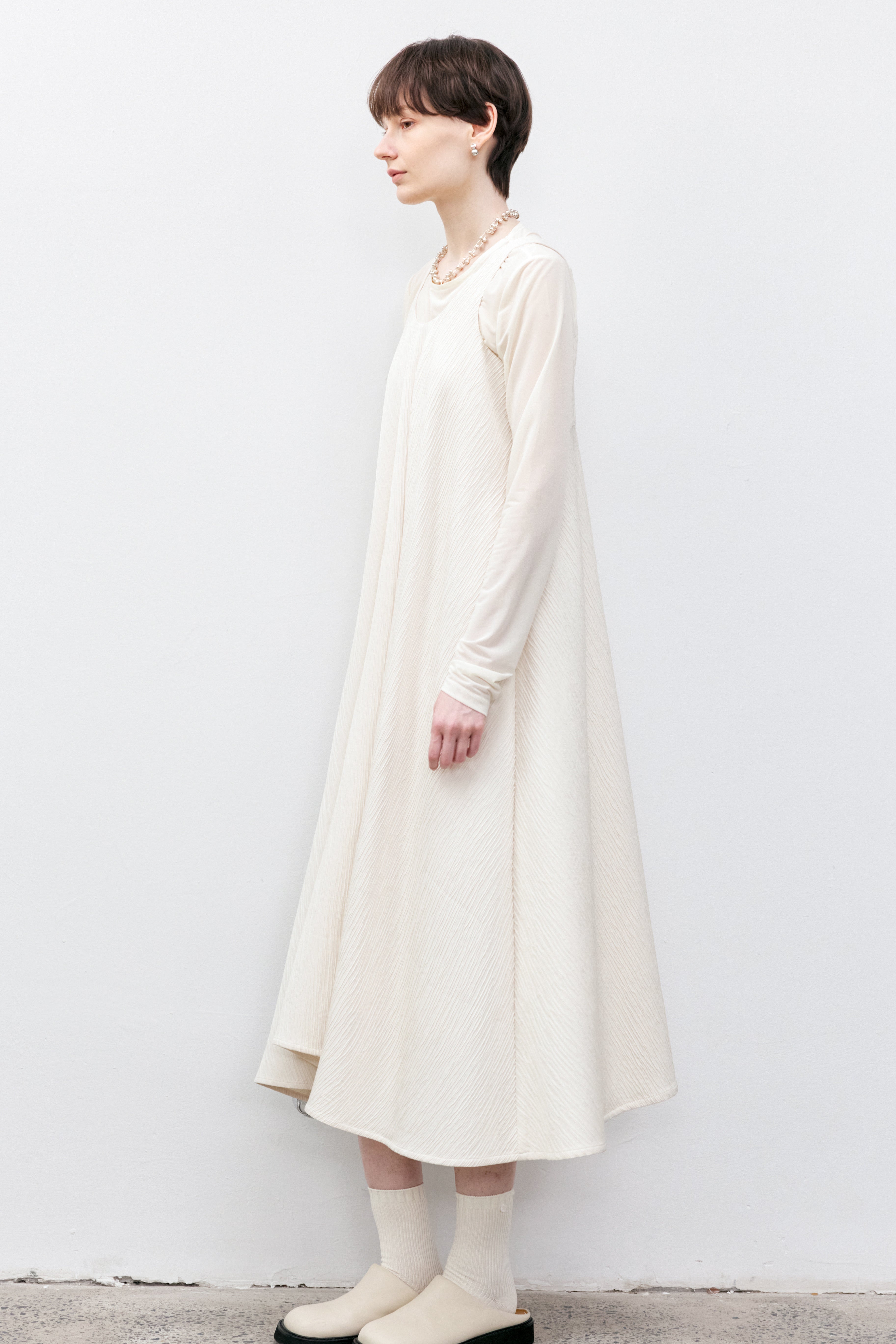 WRINKLE FLARE NATURAL DRESS