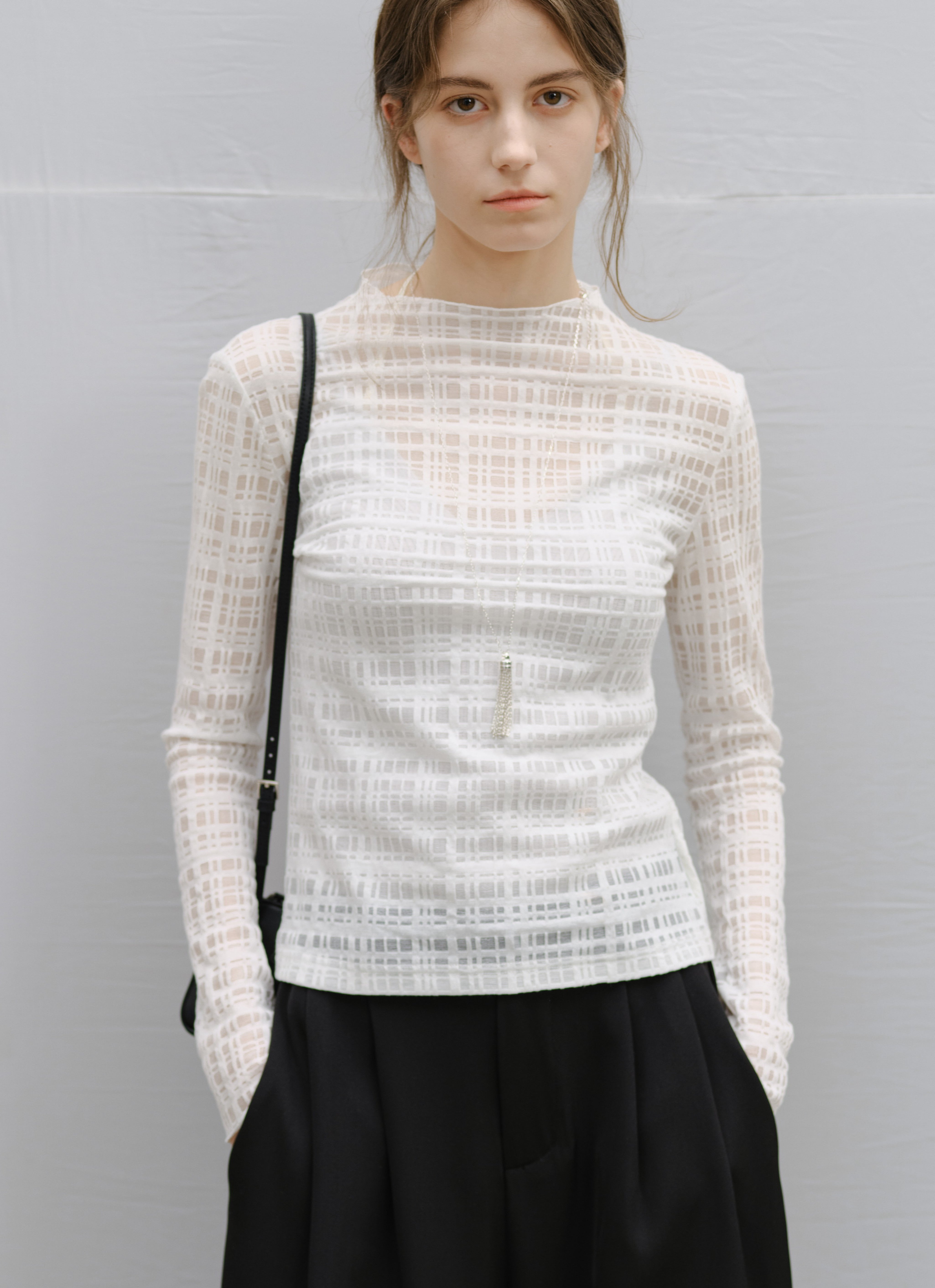 SHEER NET JACQUARD TOP / シアーネットジャカードトップ