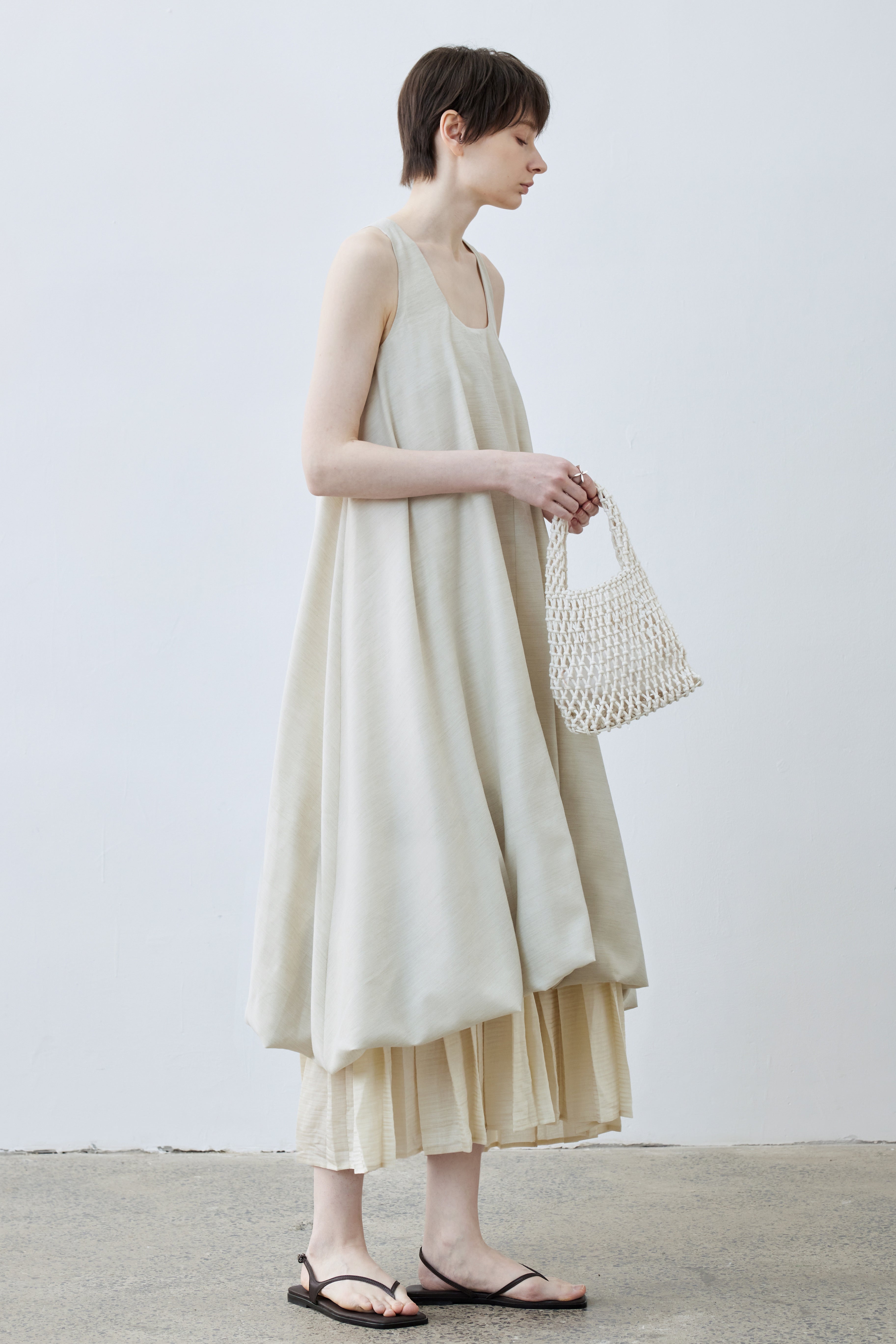 PLEATED LAYERED BALLOON DRESS
