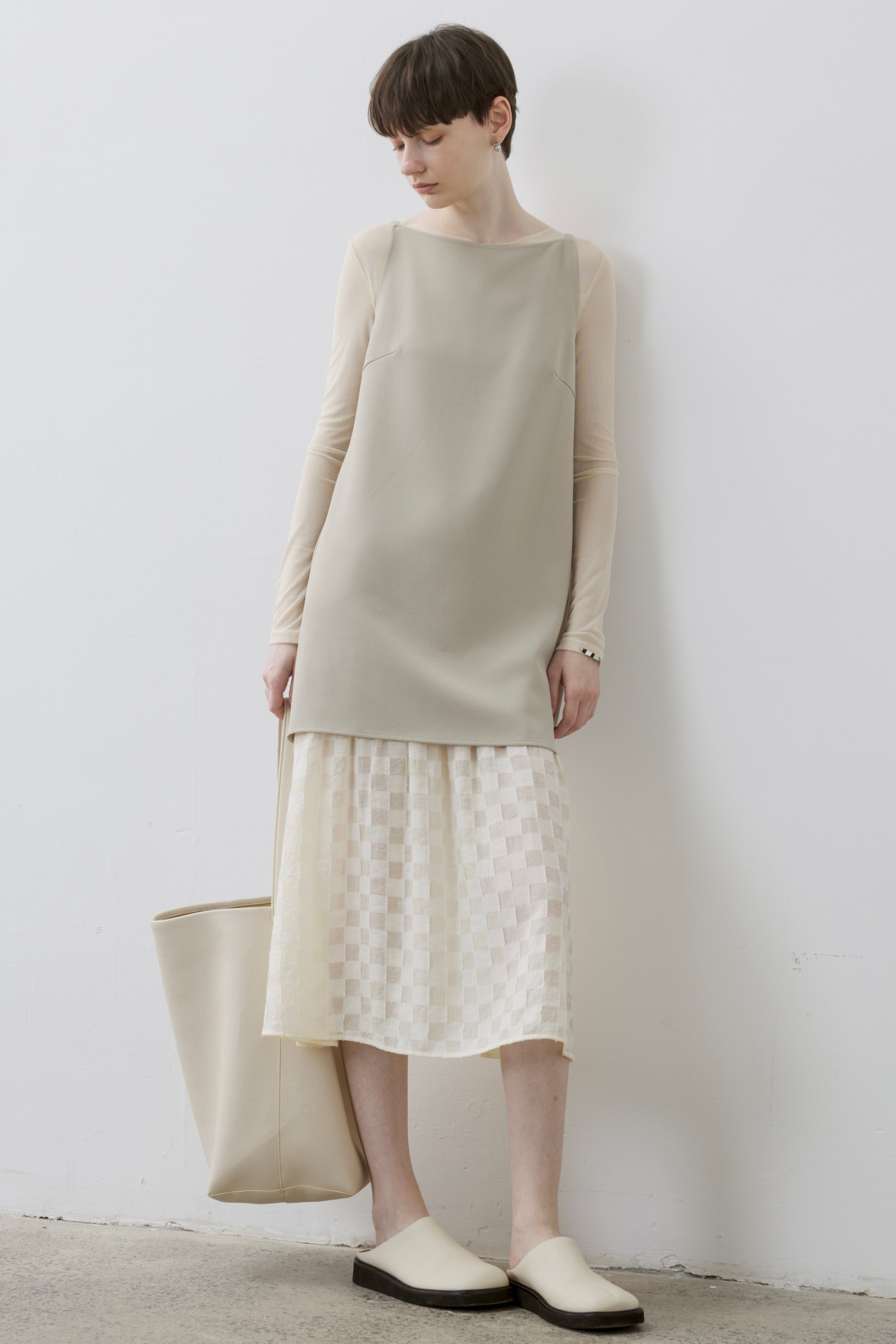 FLARE PLAID DOCKING DRESS / フレアチェックドッキングワンピース