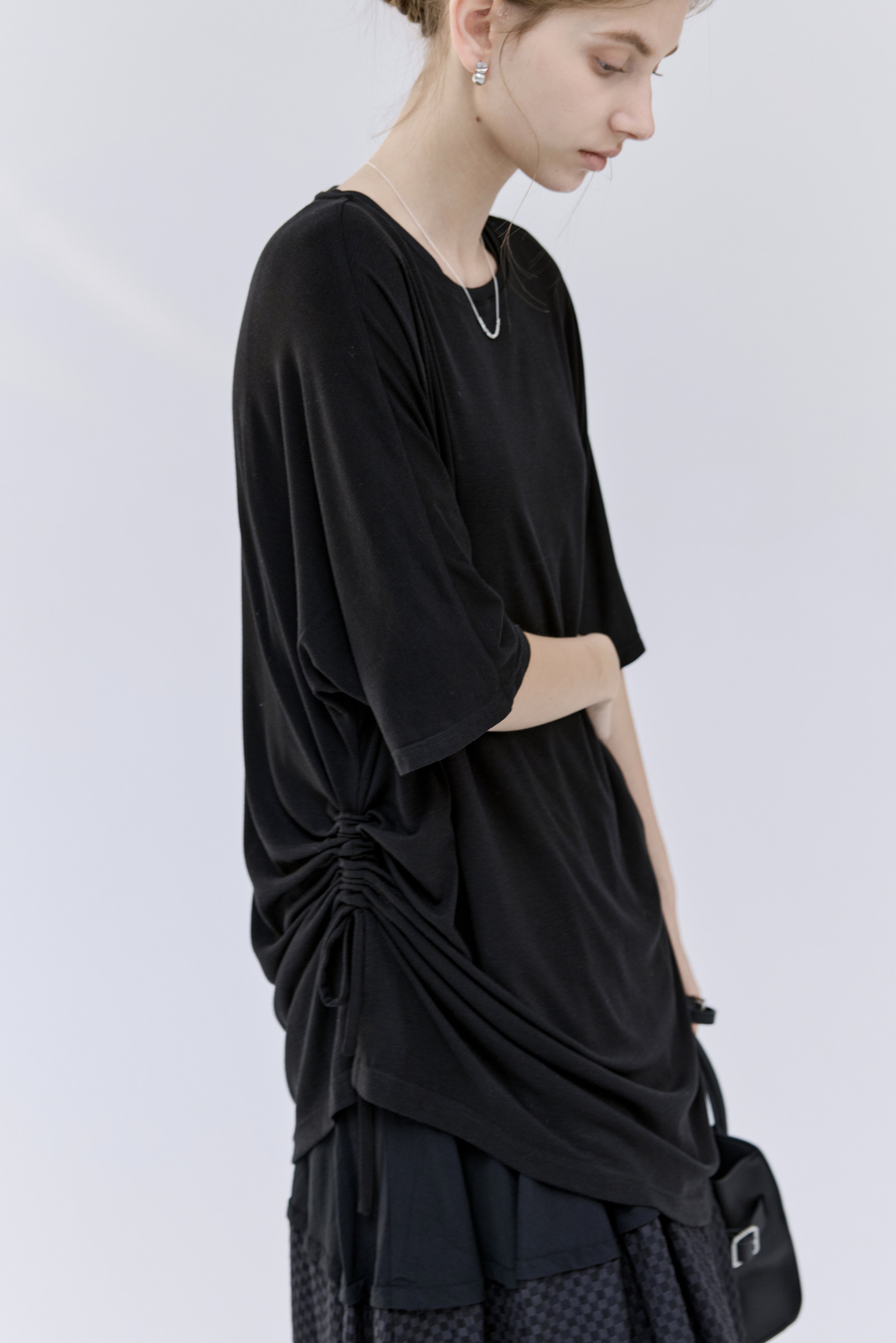 DRAWSTRING DRAPE T-SHIRT / ドローストリングドレープTシャツ
