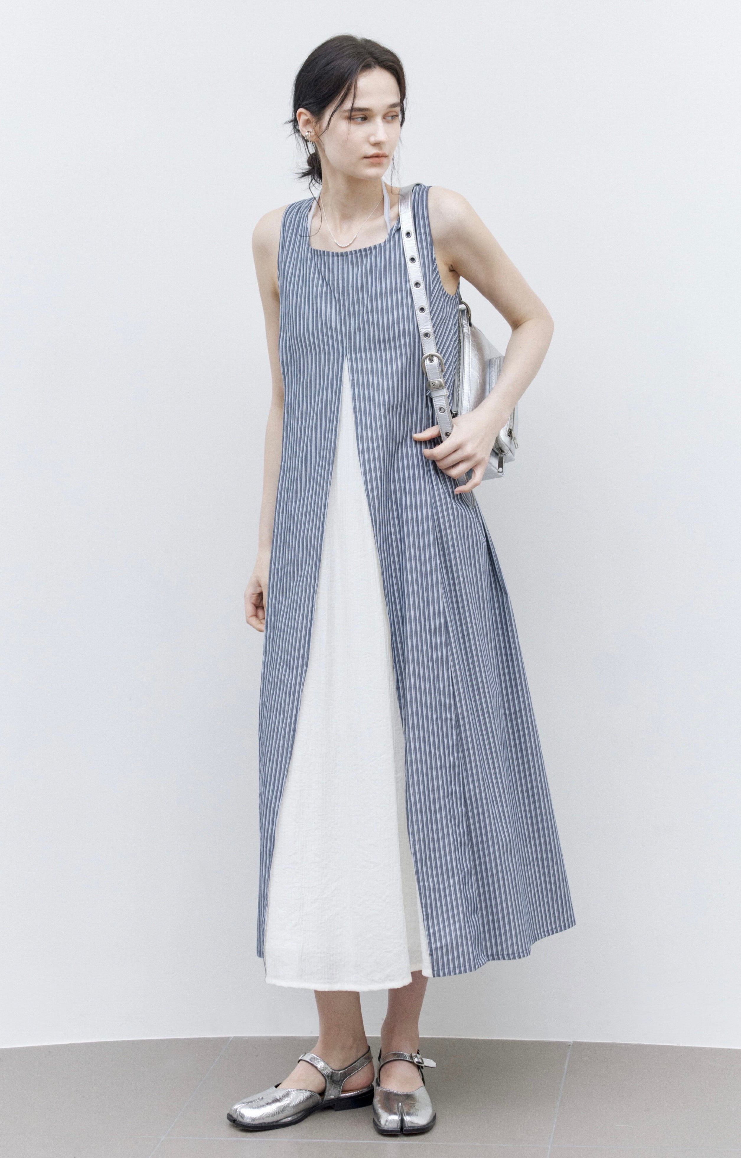 STRIPE SLIT DOCKING DRESS