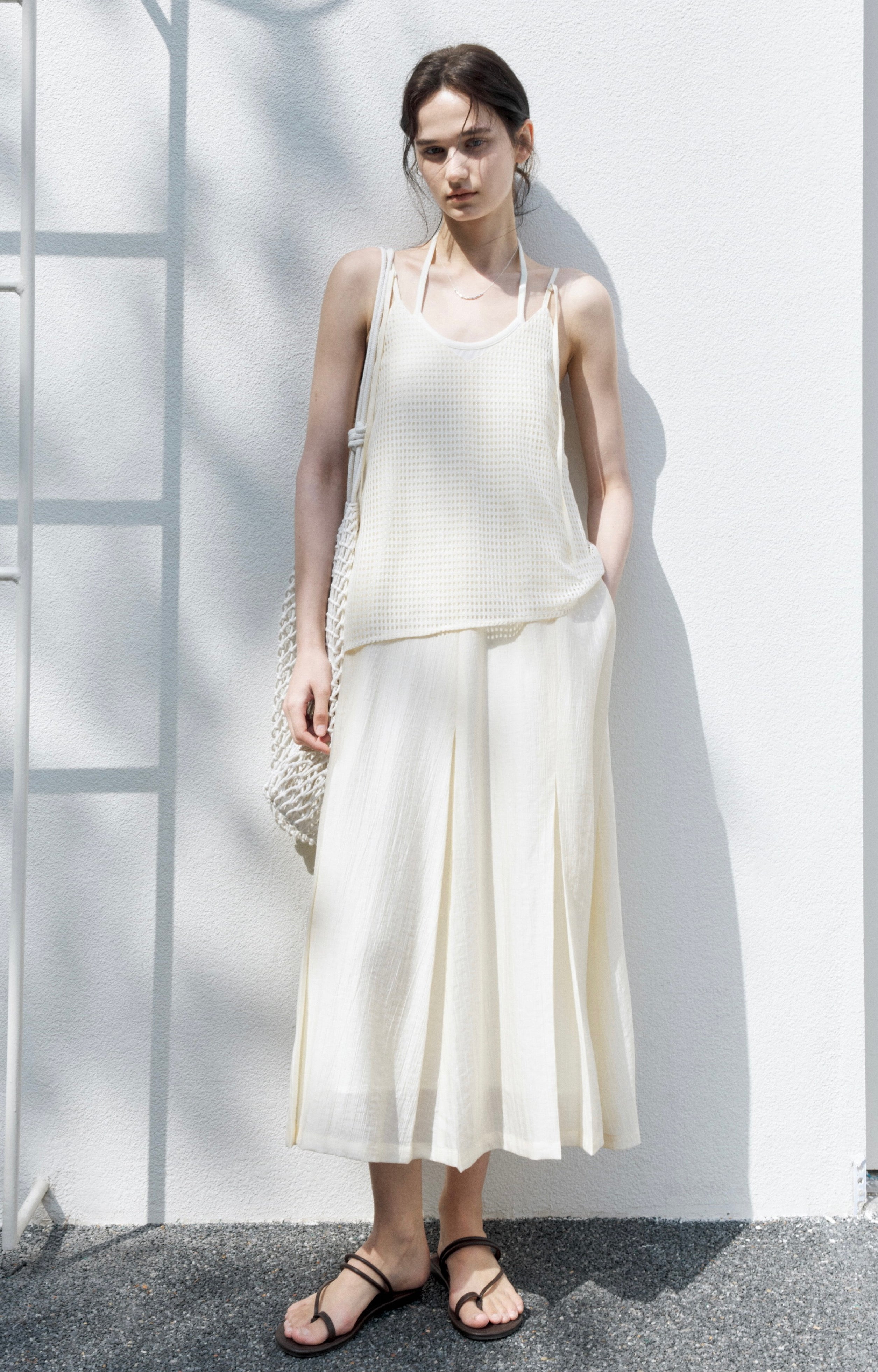 MESH LAYERED CAMISOLE DRESS