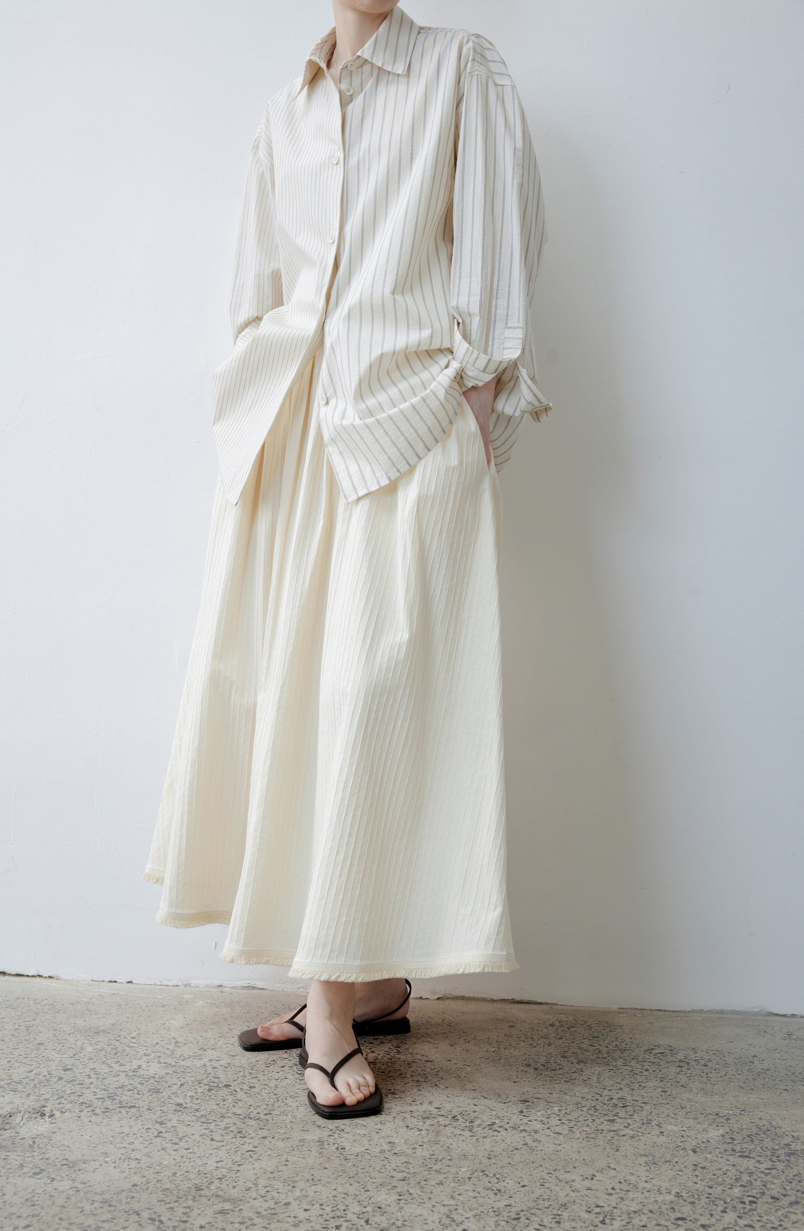 HEM FRINGE WAFFLE SKIRT / ヘムフリンジワッフルスカート