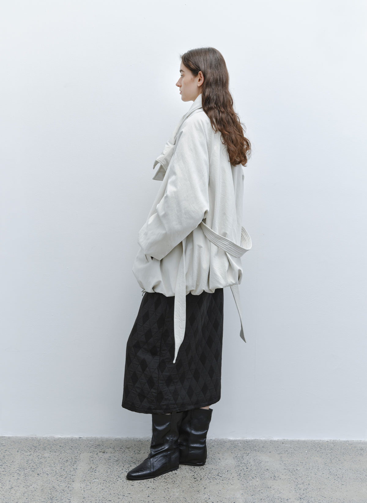 DIAMOND QUILTING SLIT SKIRT