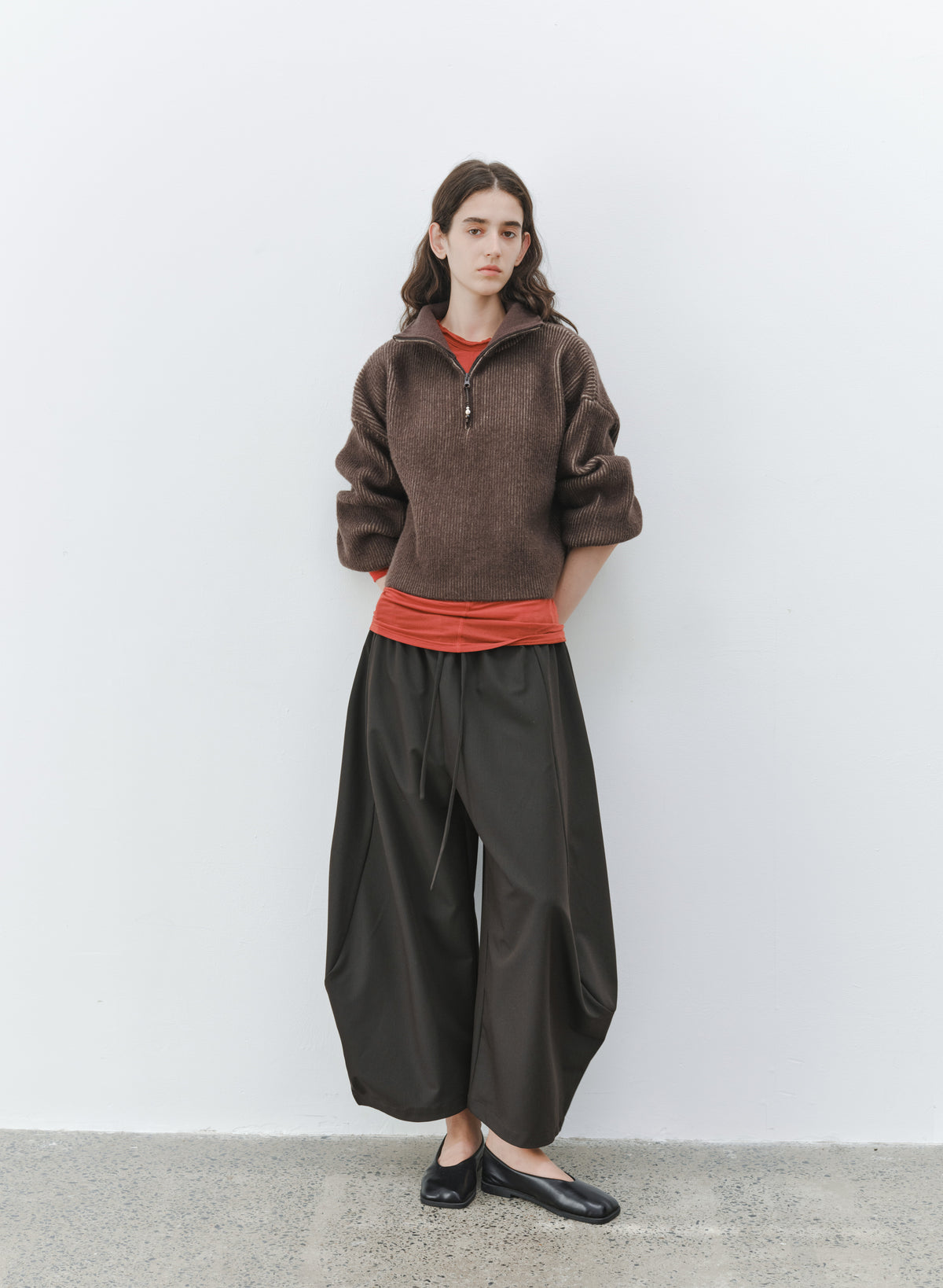 HALF ZIP SHORT SWEATER