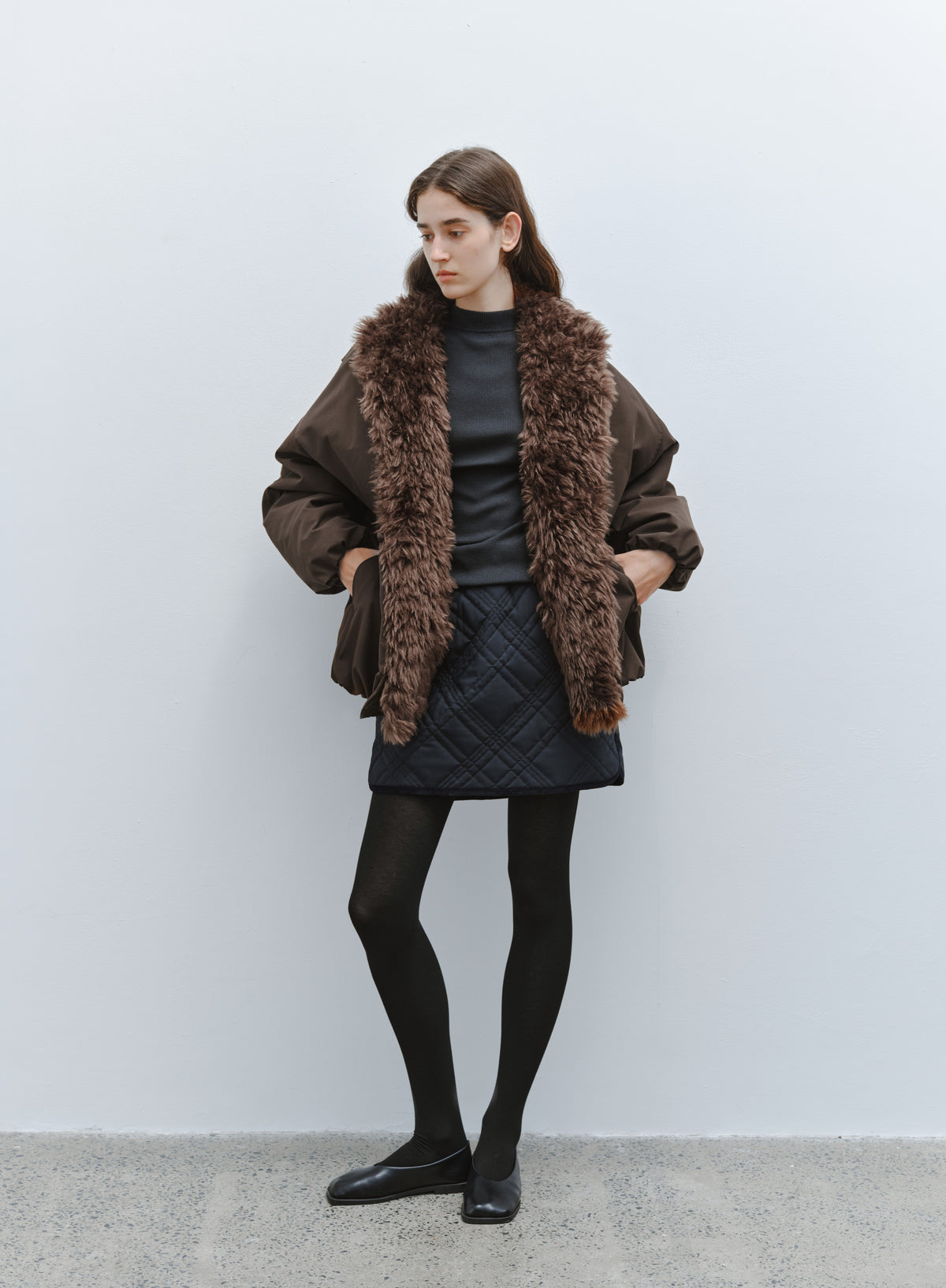 FUR LAPEL VOLUME BLOUSON