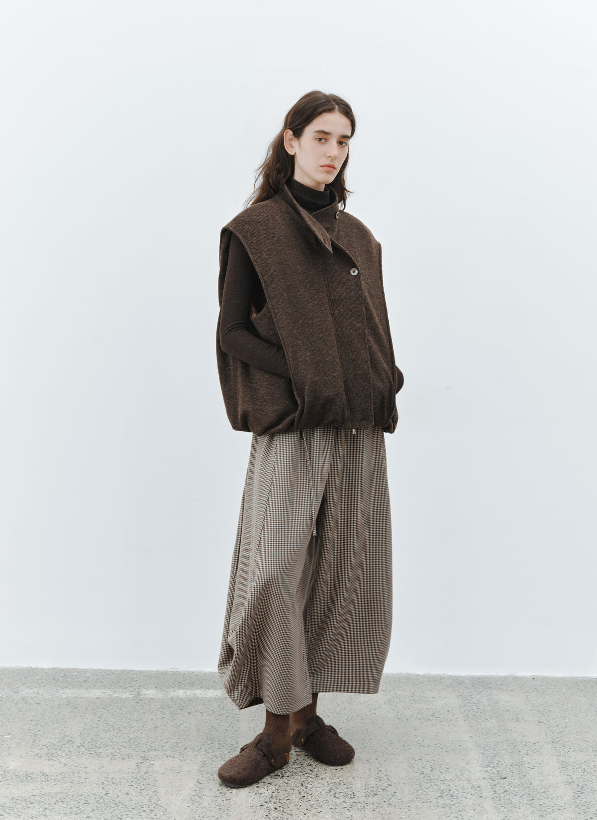 CHECK COCOON WIDE PANTS