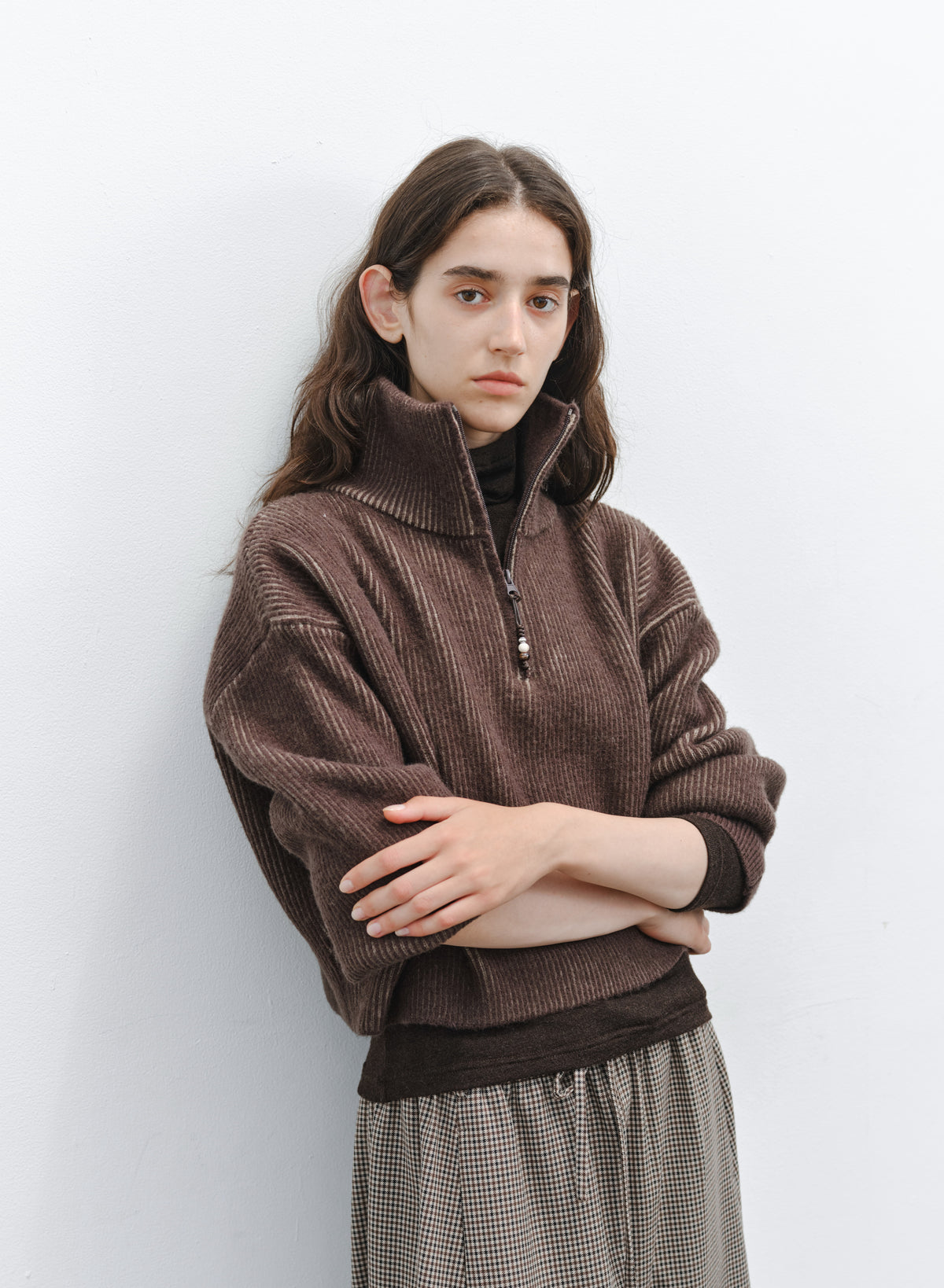 HALF ZIP SHORT SWEATER