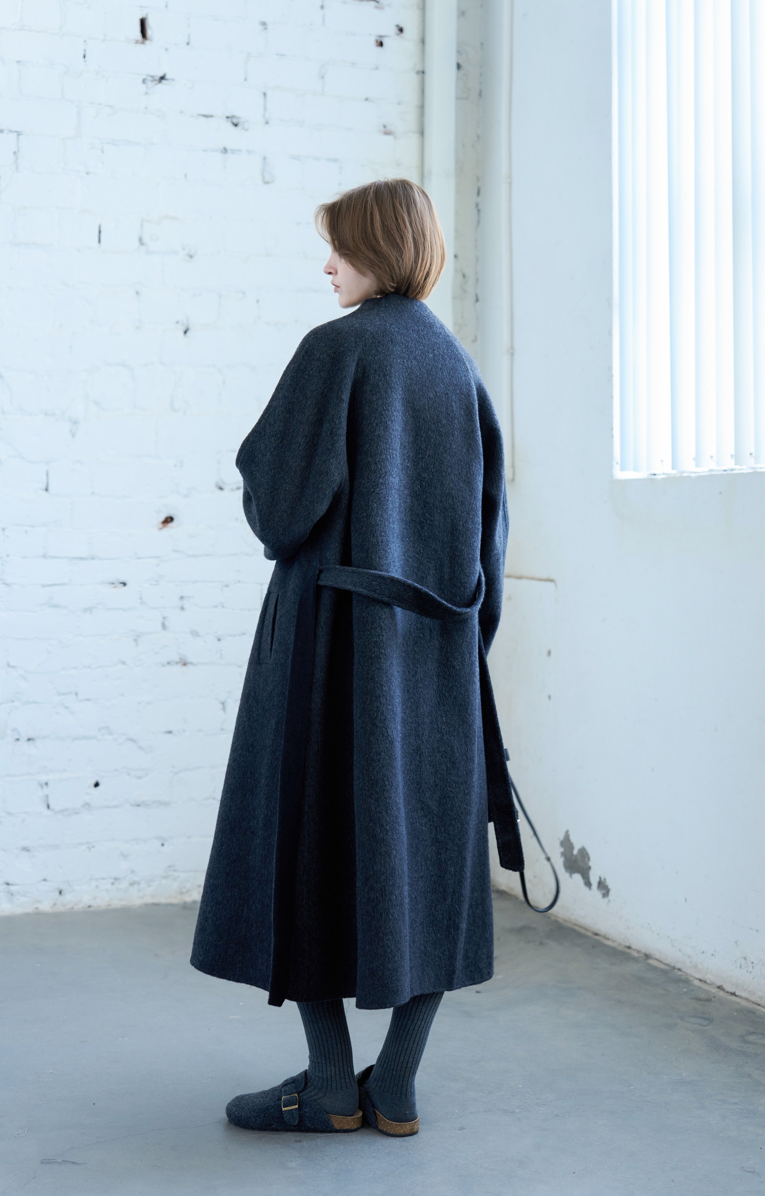 WRAP LAPEL WOOL COAT / ラップラペルウールコート