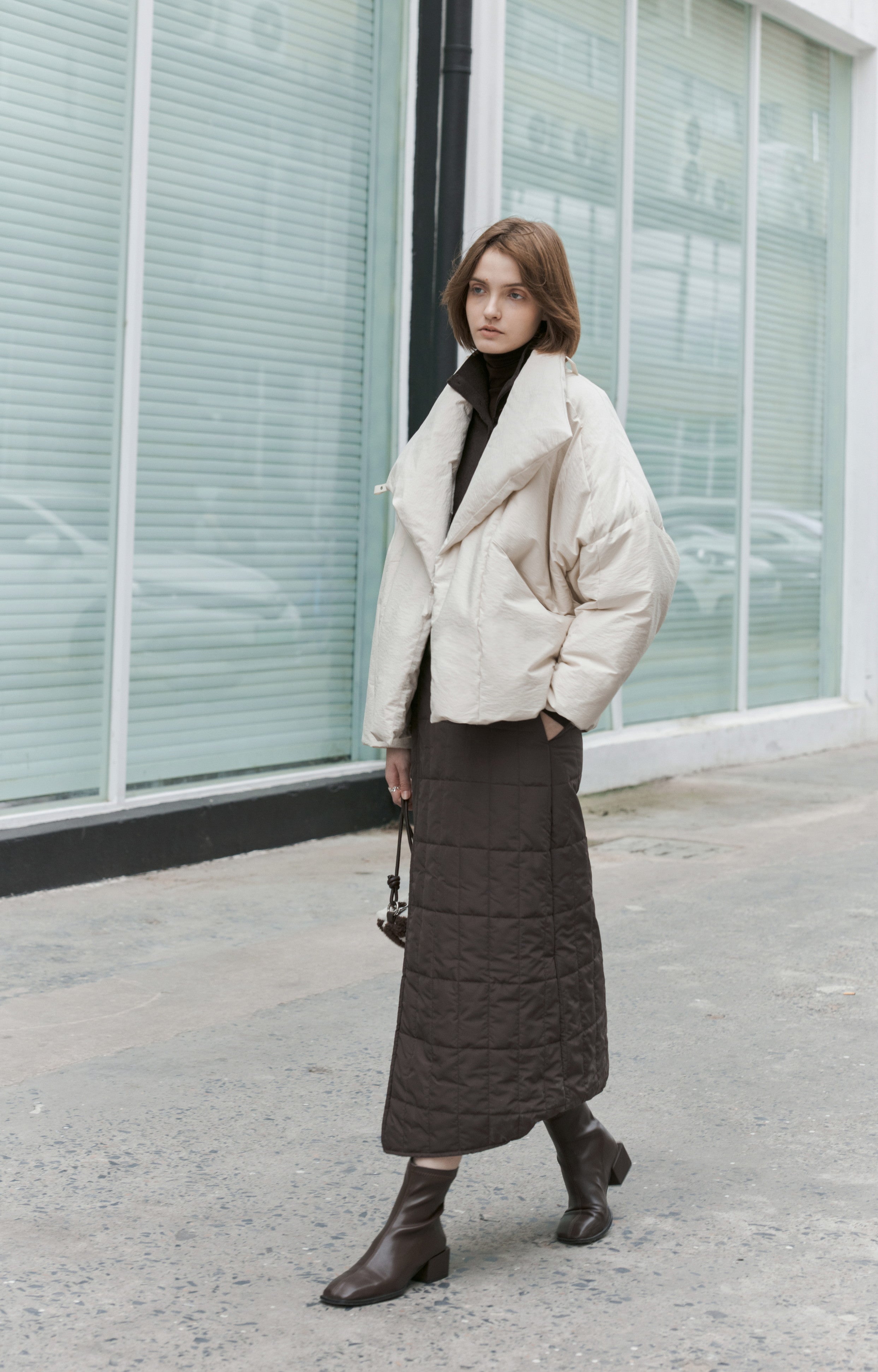 WRAP LAPEL ROUND DOWN / ラップラペルラウンドダウン