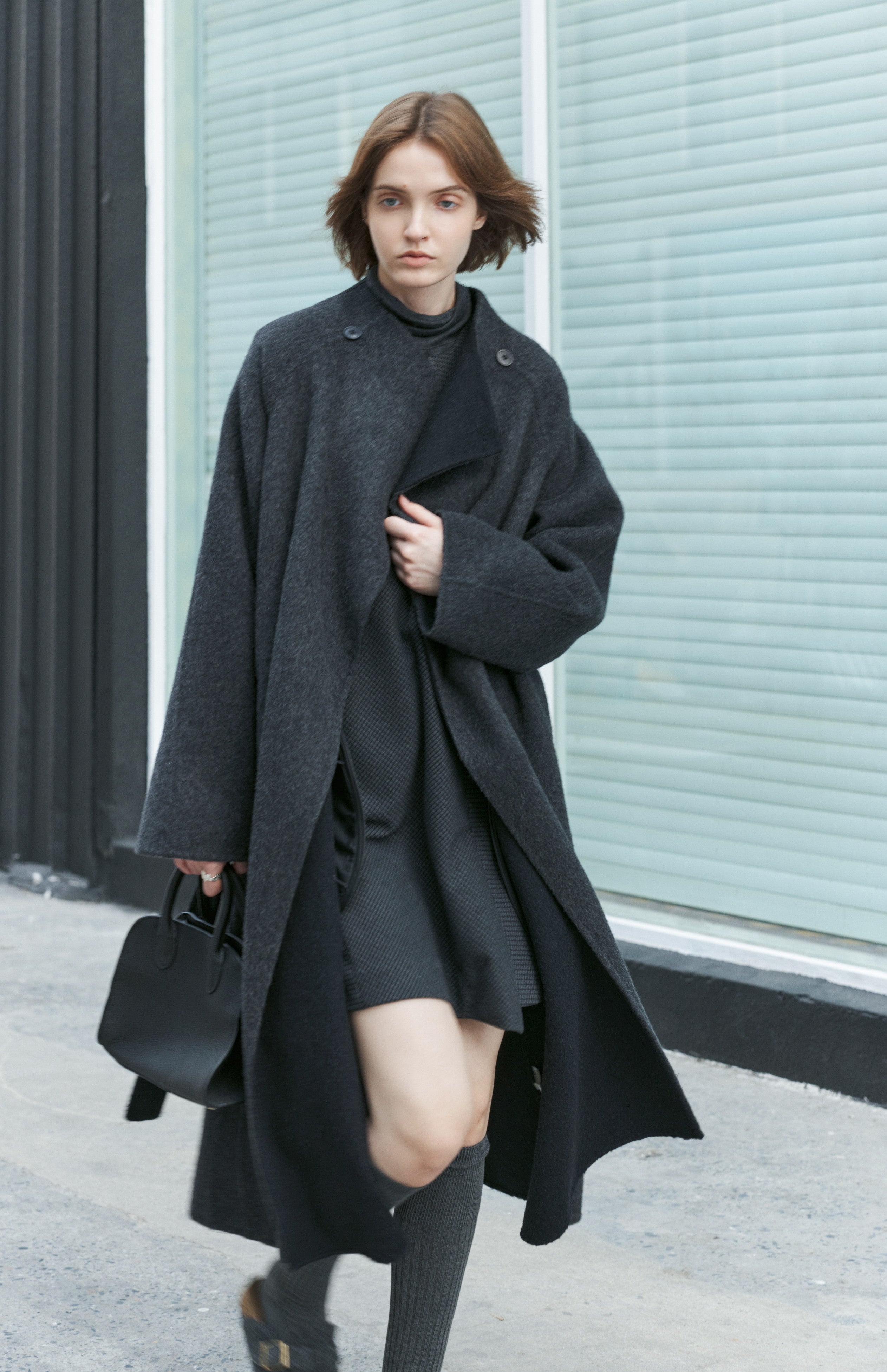 WRAP LAPEL WOOL COAT / ラップラペルウールコート