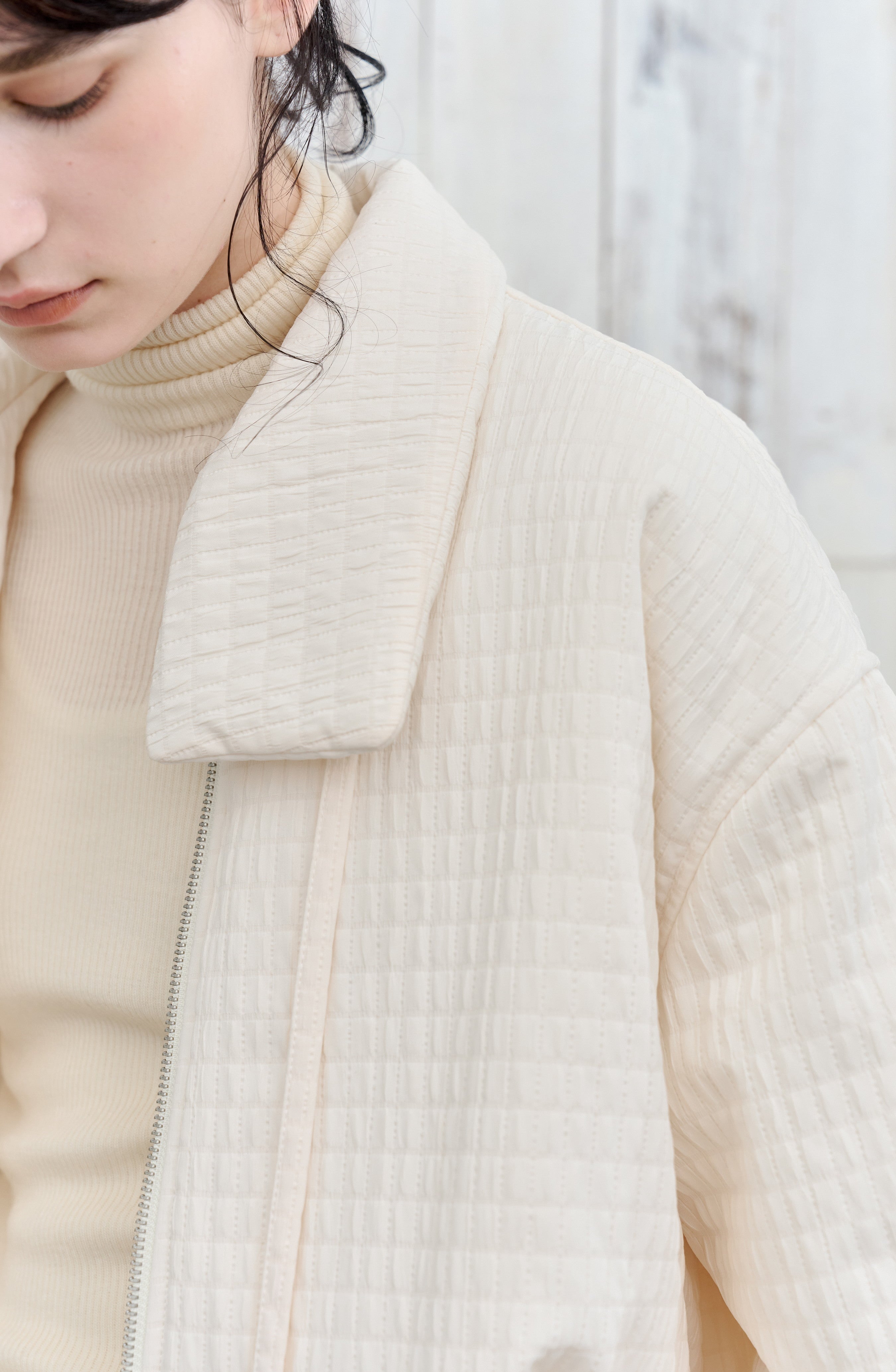 JACQUARD GRID BALLOON BLOUSON