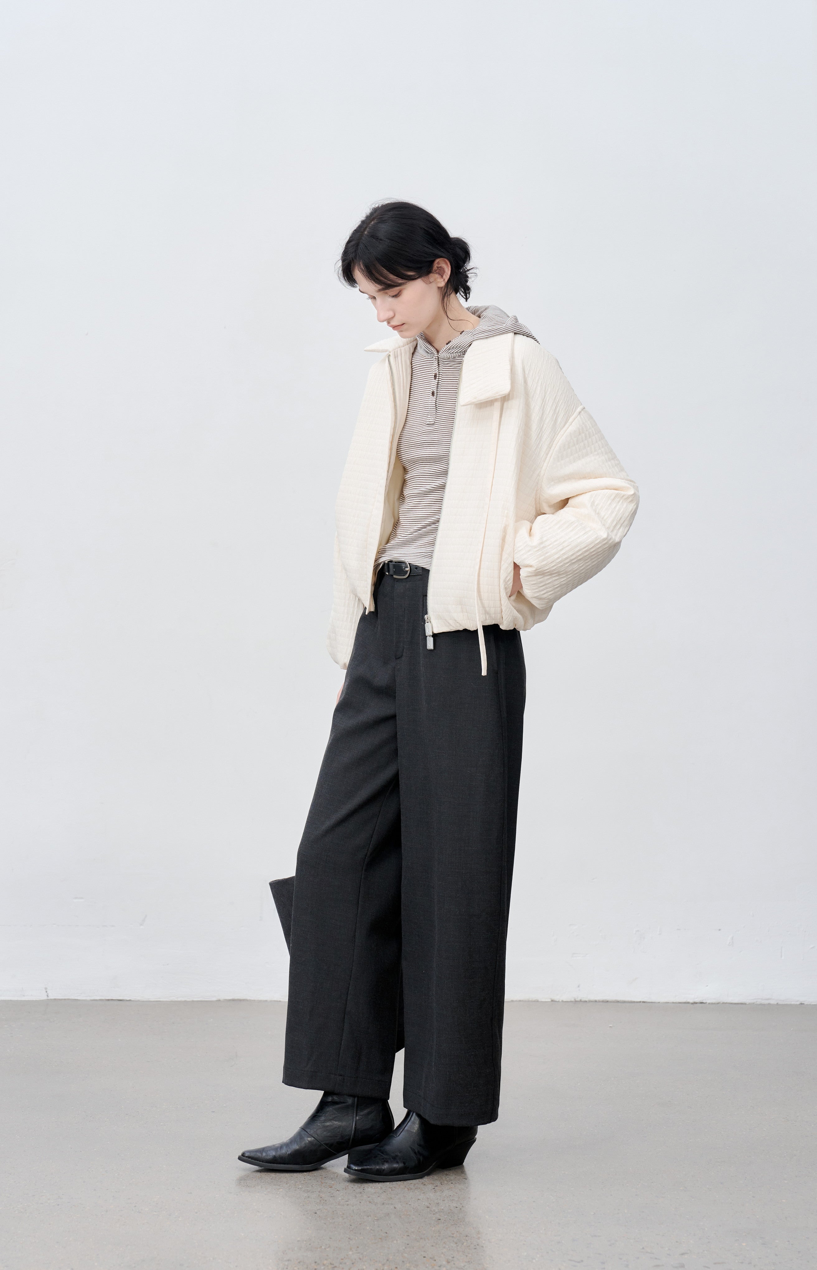 JACQUARD GRID BALLOON BLOUSON