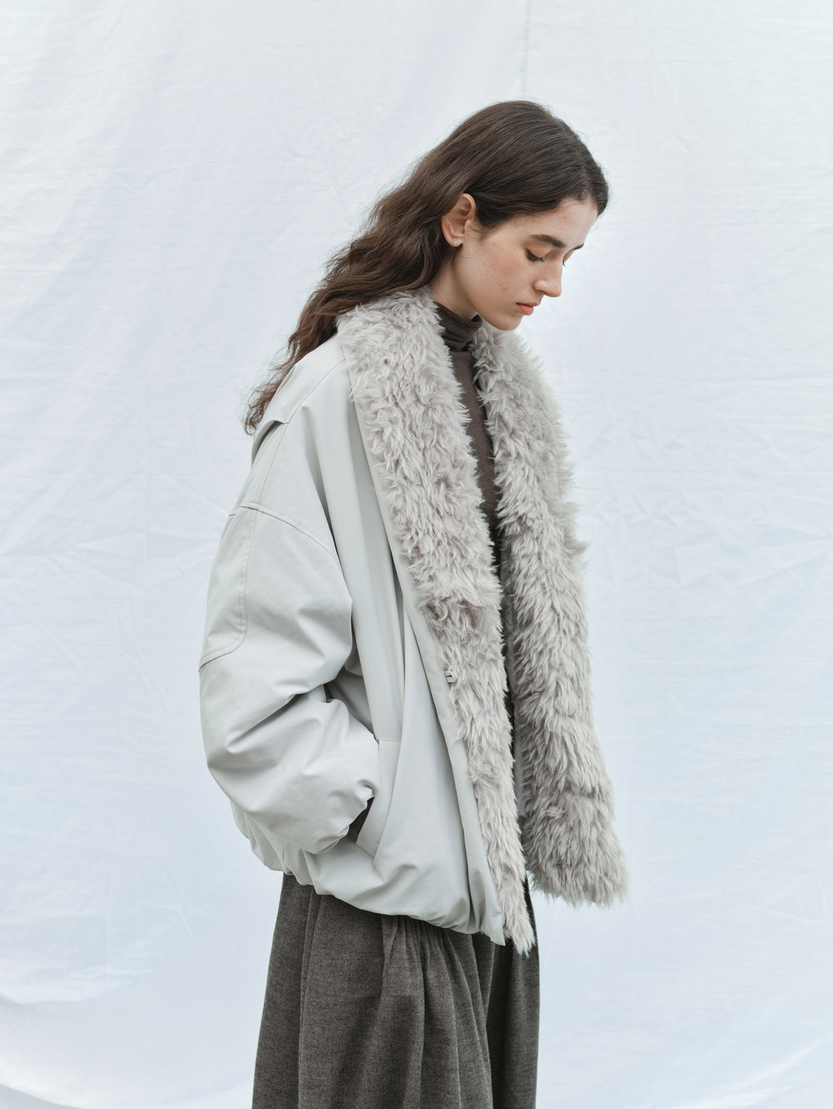 FUR LAPEL VOLUME BLOUSON