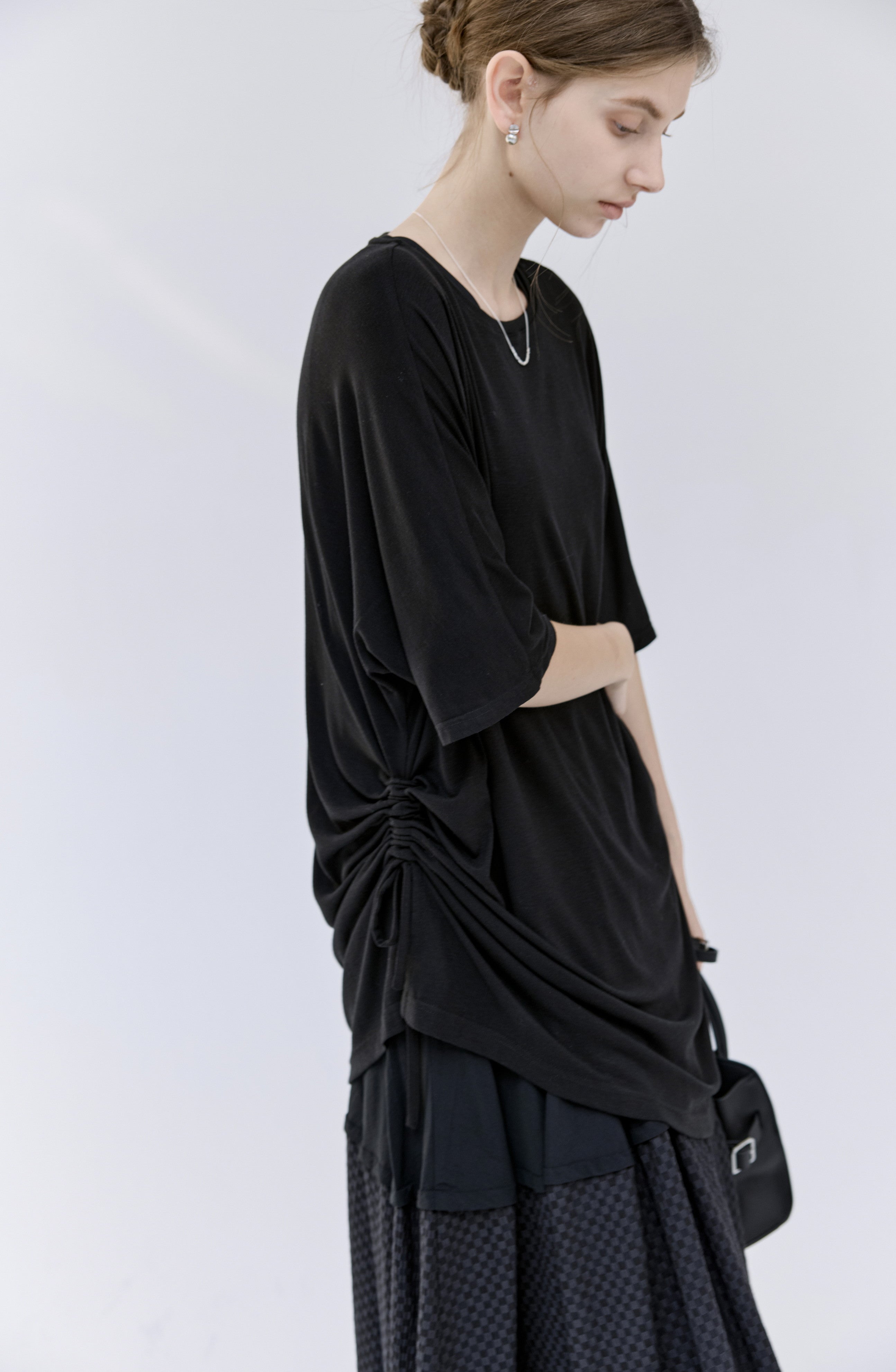 DRAWSTRING DRAPE T-SHIRT / ドローストリングドレープTシャツ