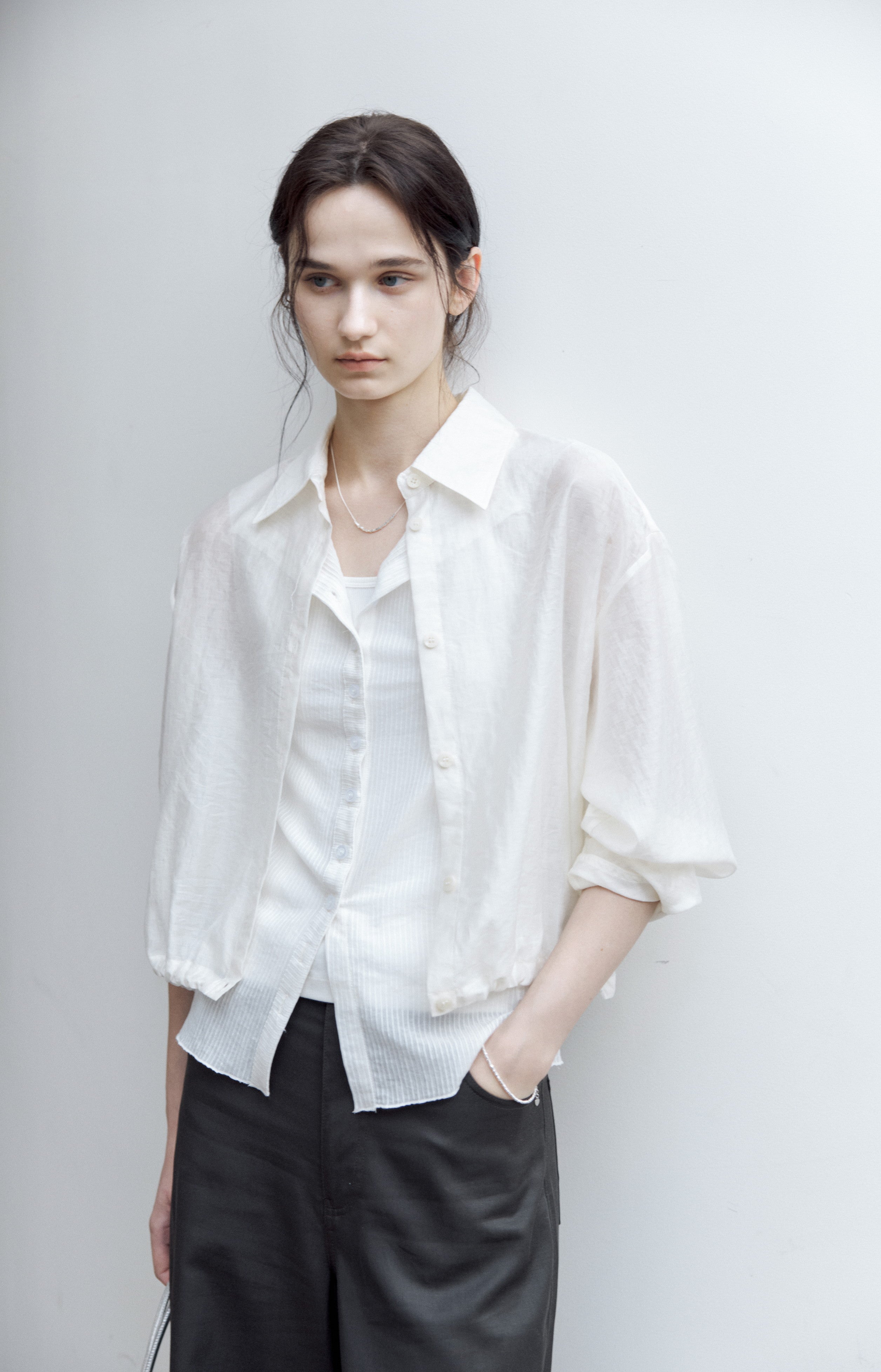 SHEER STRIPE AIRY BLOUSE / シアーストライプエアリーブラウス