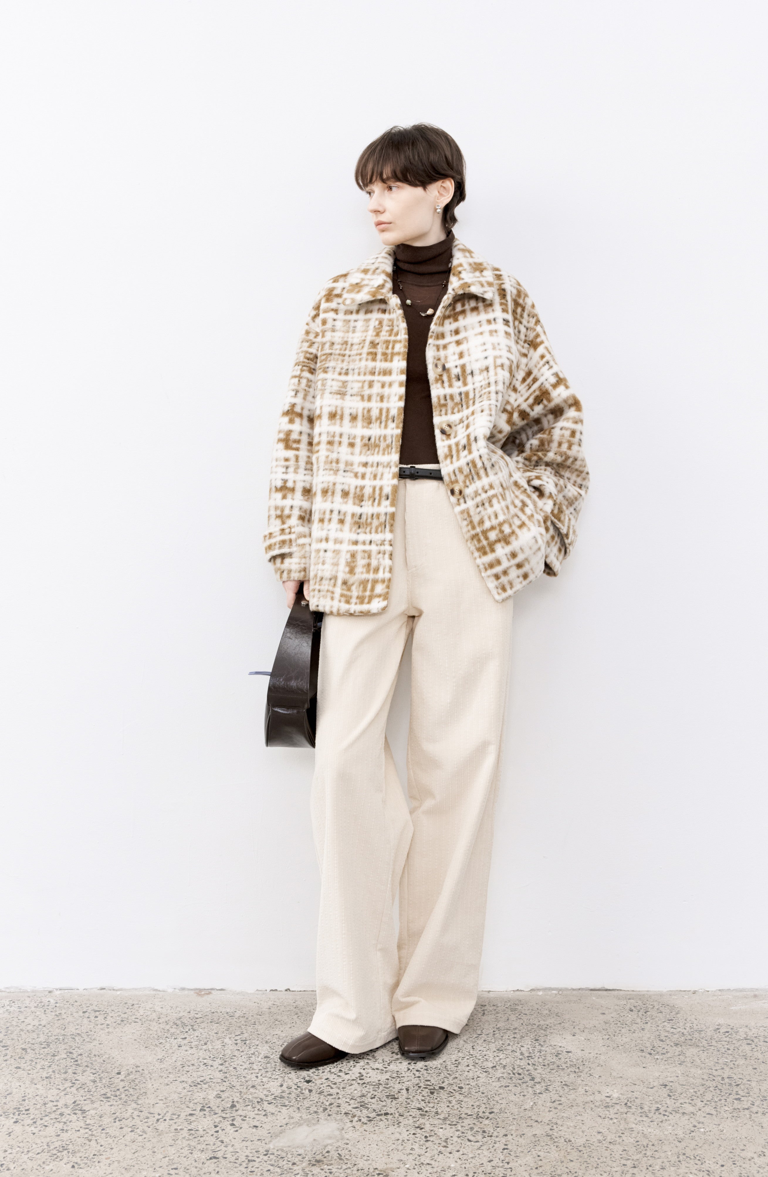 HAZY PLAID DESIGN SOFT JACKET