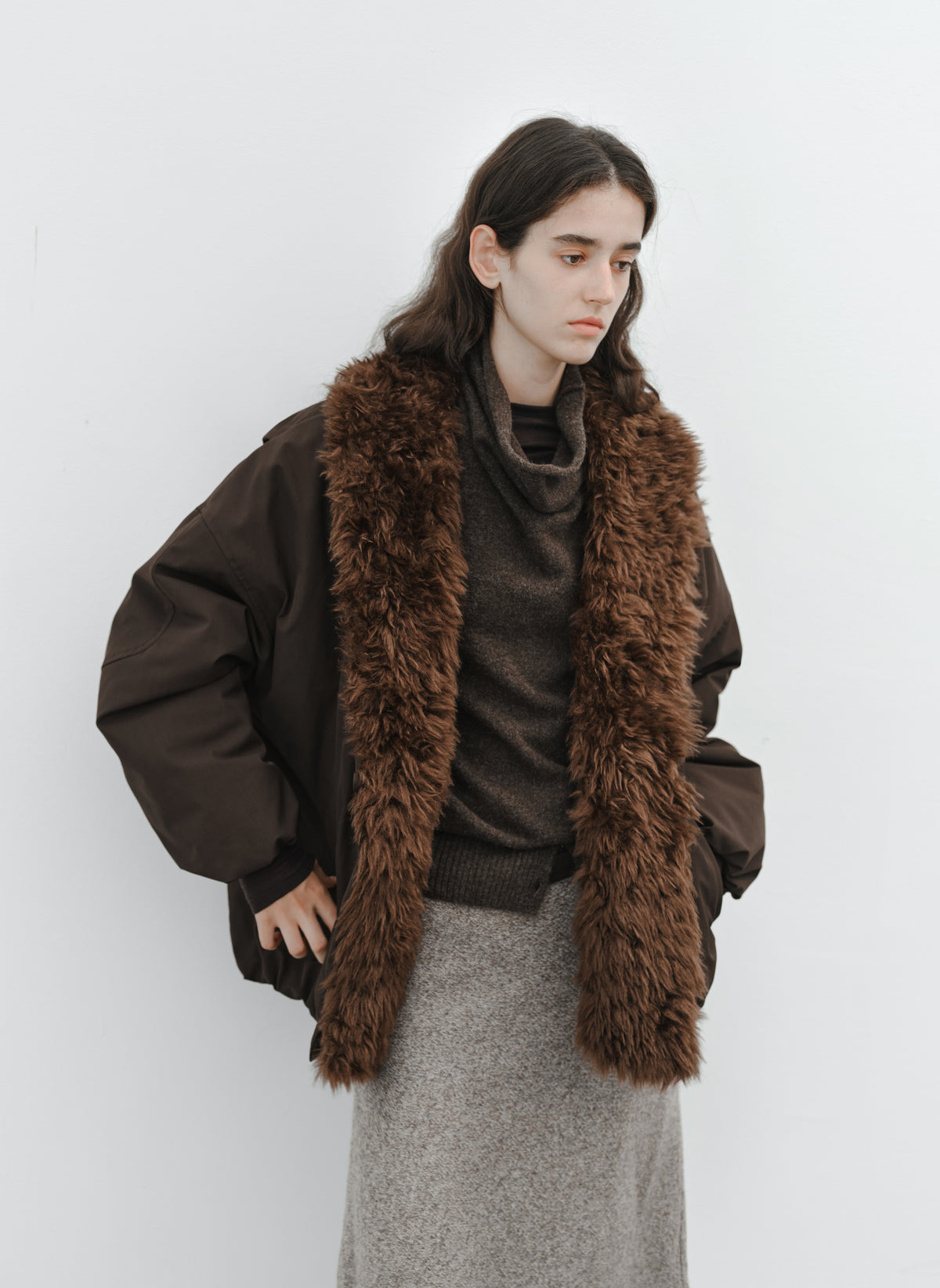 FUR LAPEL VOLUME BLOUSON