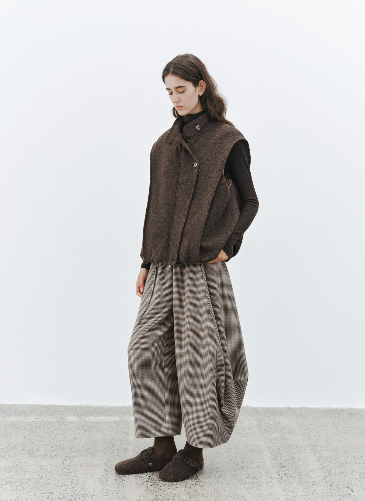 CHECK COCOON WIDE PANTS