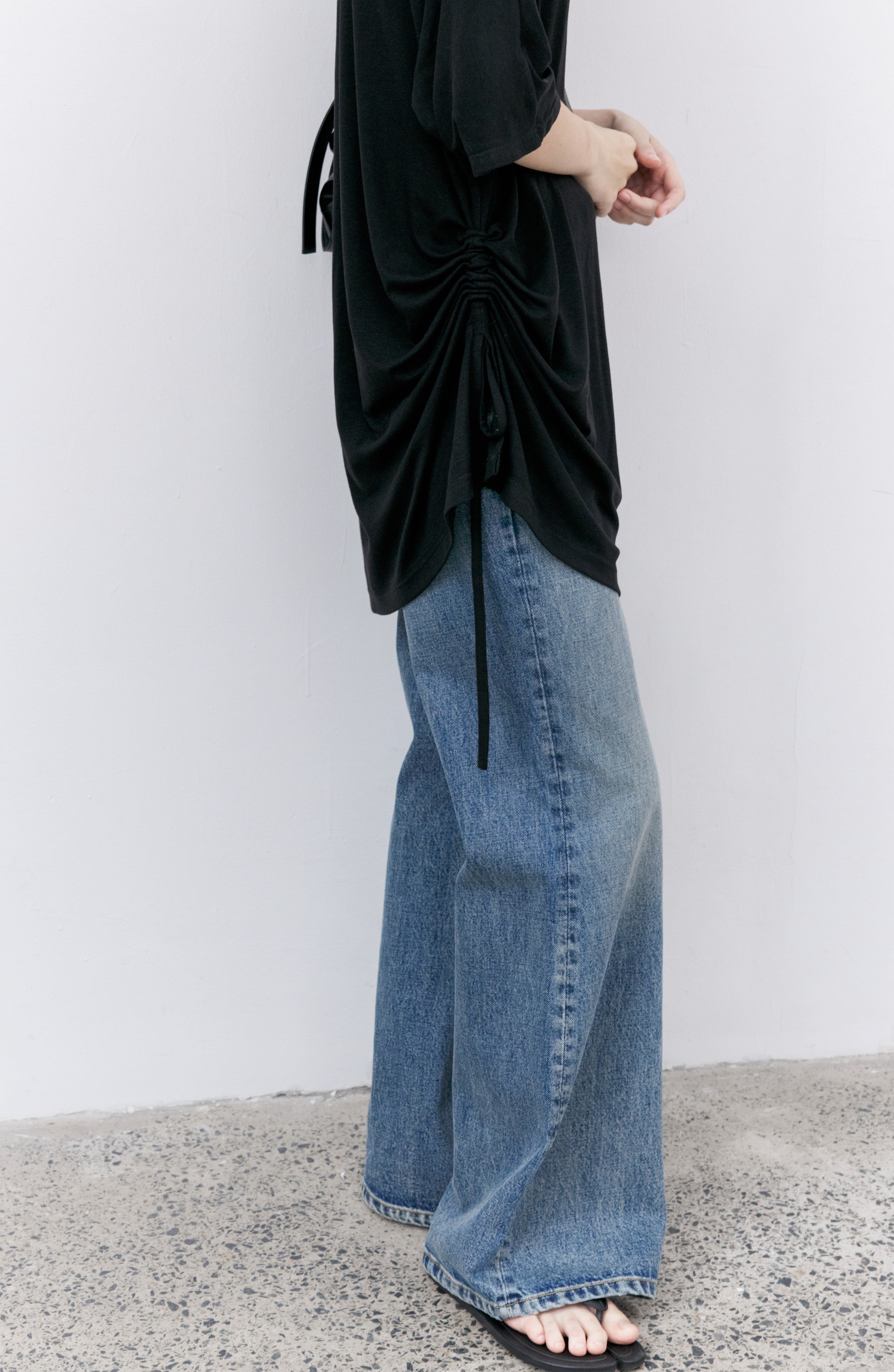 DRAWSTRING DRAPE T-SHIRT / ドローストリングドレープTシャツ